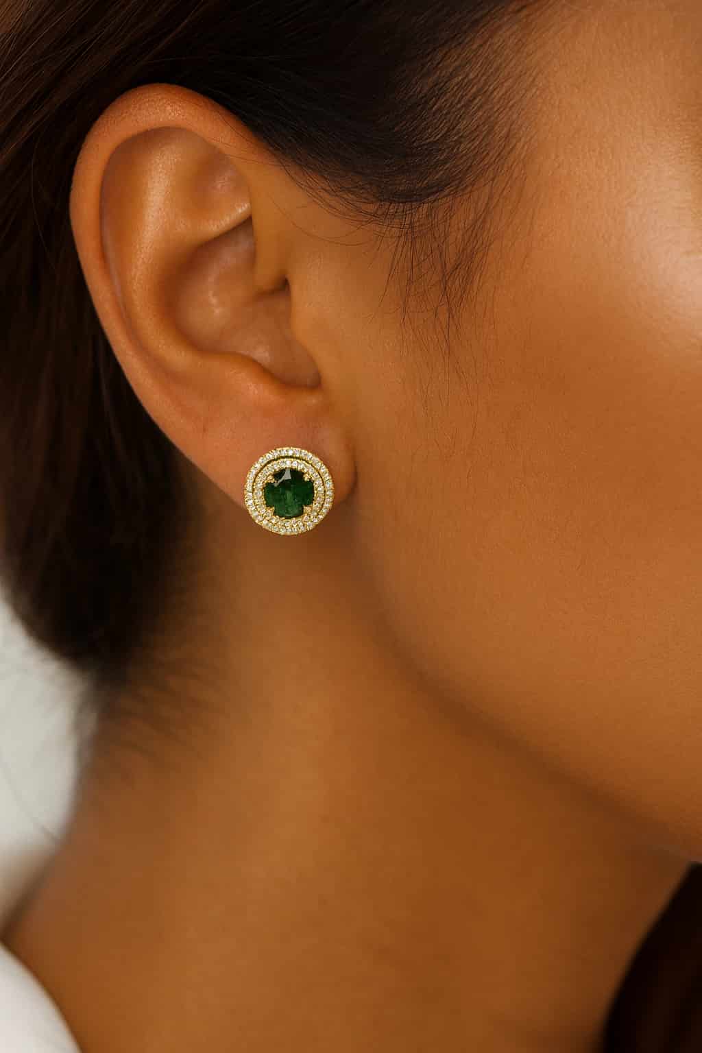 Double Halo Earrings Green - miniatura 6