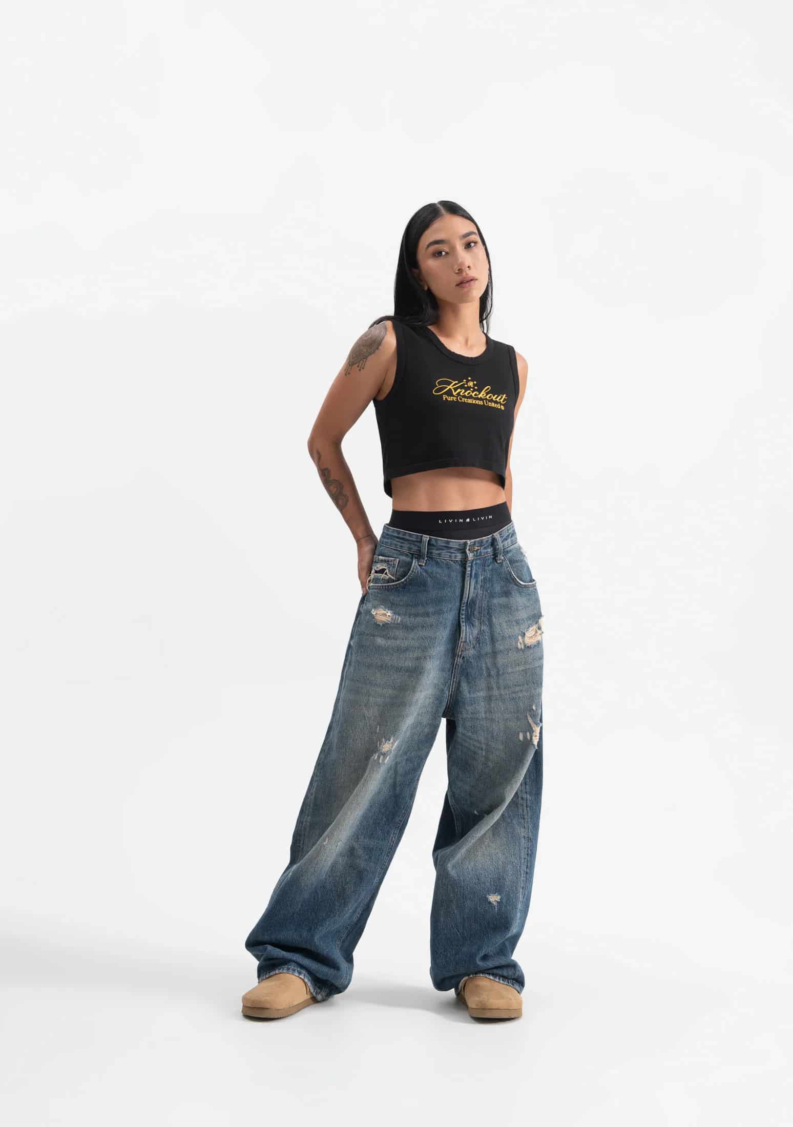 knockout black crop top - miniatura 14