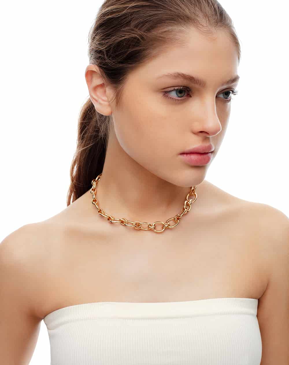 Collar de eslabones dorado mujer - miniatura 2