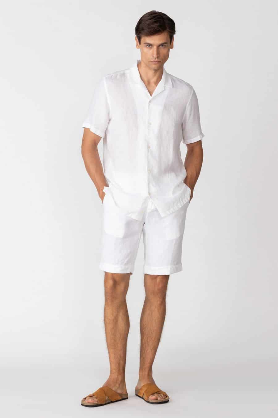 Men's linen shirt white epiro - miniatura 3