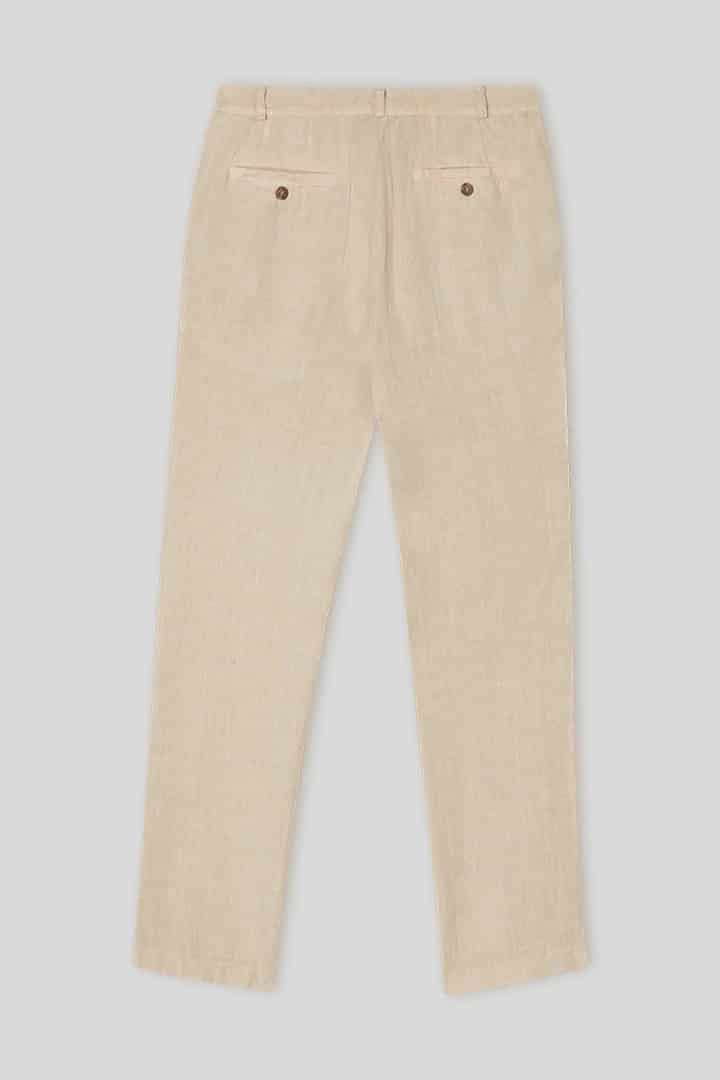 Men's linen pants beige basic - miniatura 3