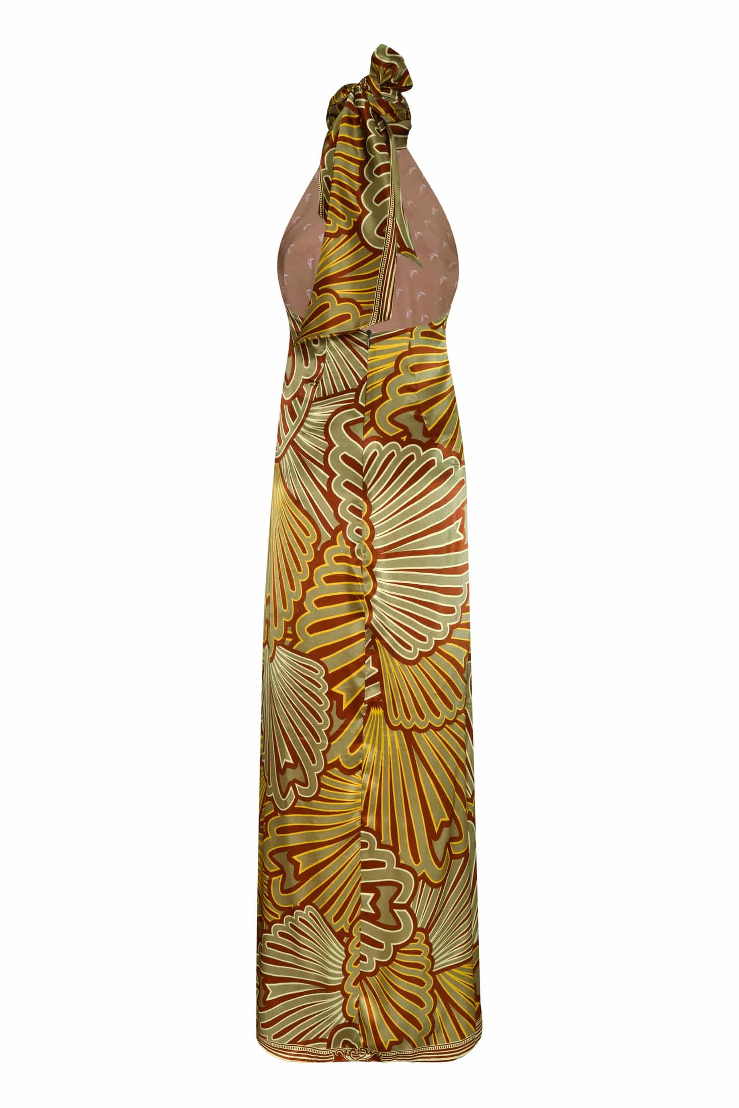 Costa Pacifica Satin Silk Midi Dress / Yellow Intricate Shells - miniatura 3