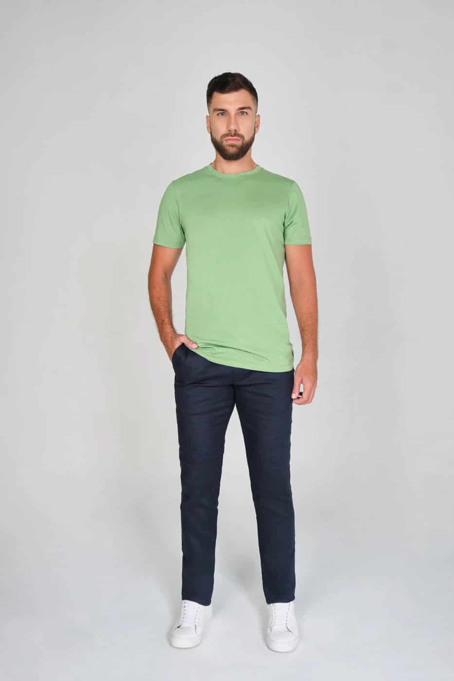T-shirt Slim Fit 100% Algodón Verde Claro - miniatura 7