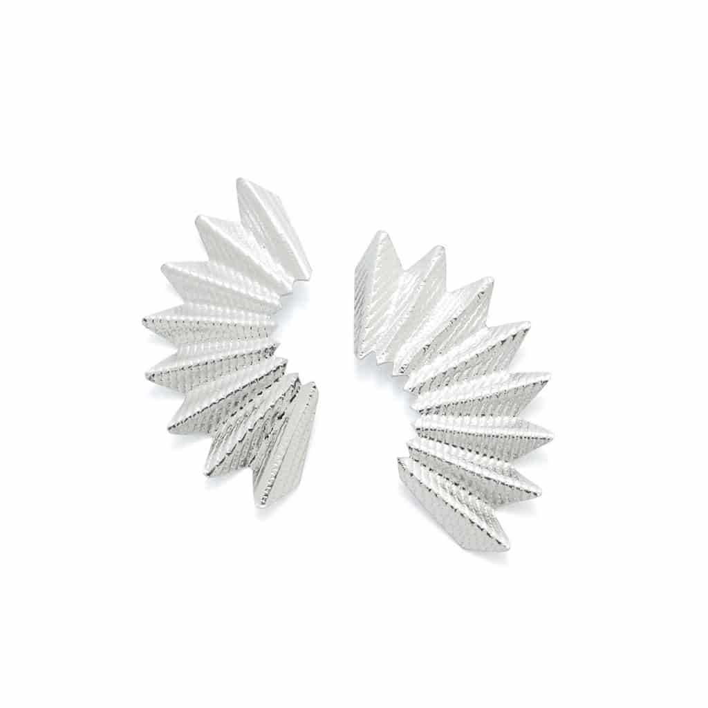 ARETES ABANICOS PEQUEÑOS PLATEADOS - miniatura 1