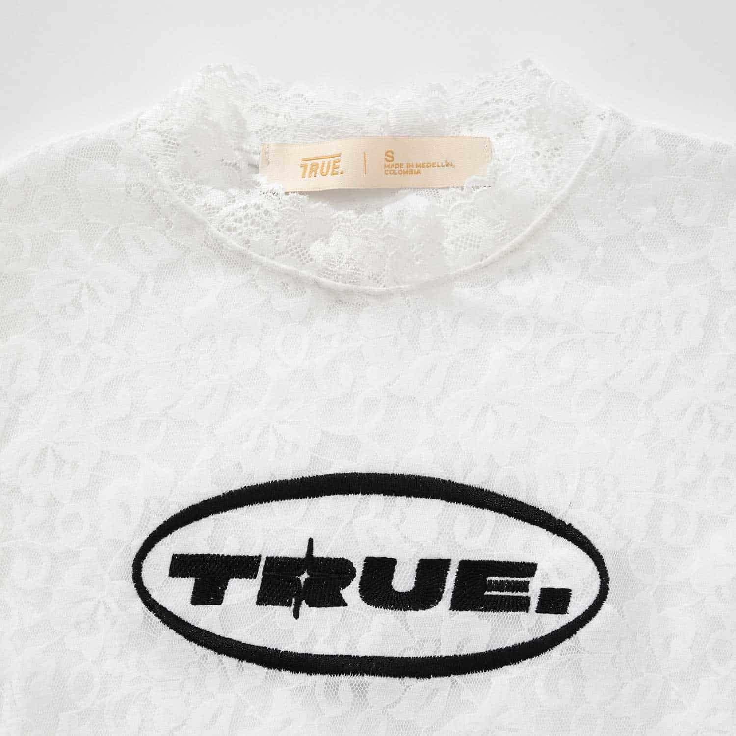 Floral Lace Baby Tee - Cream - miniatura 4