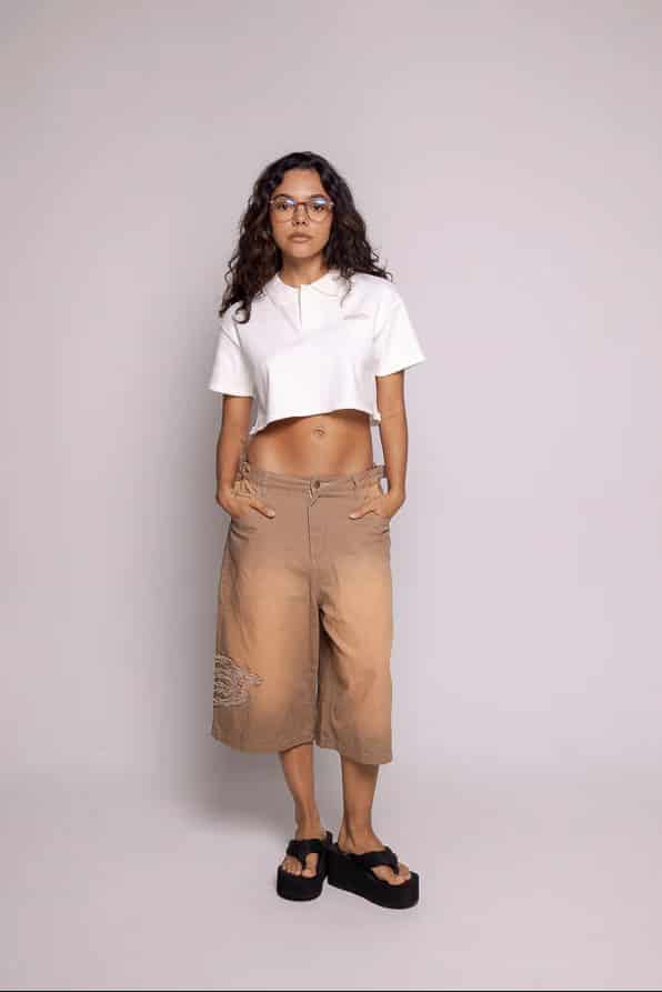 CropTop Polo Motion-Beige - miniatura 2