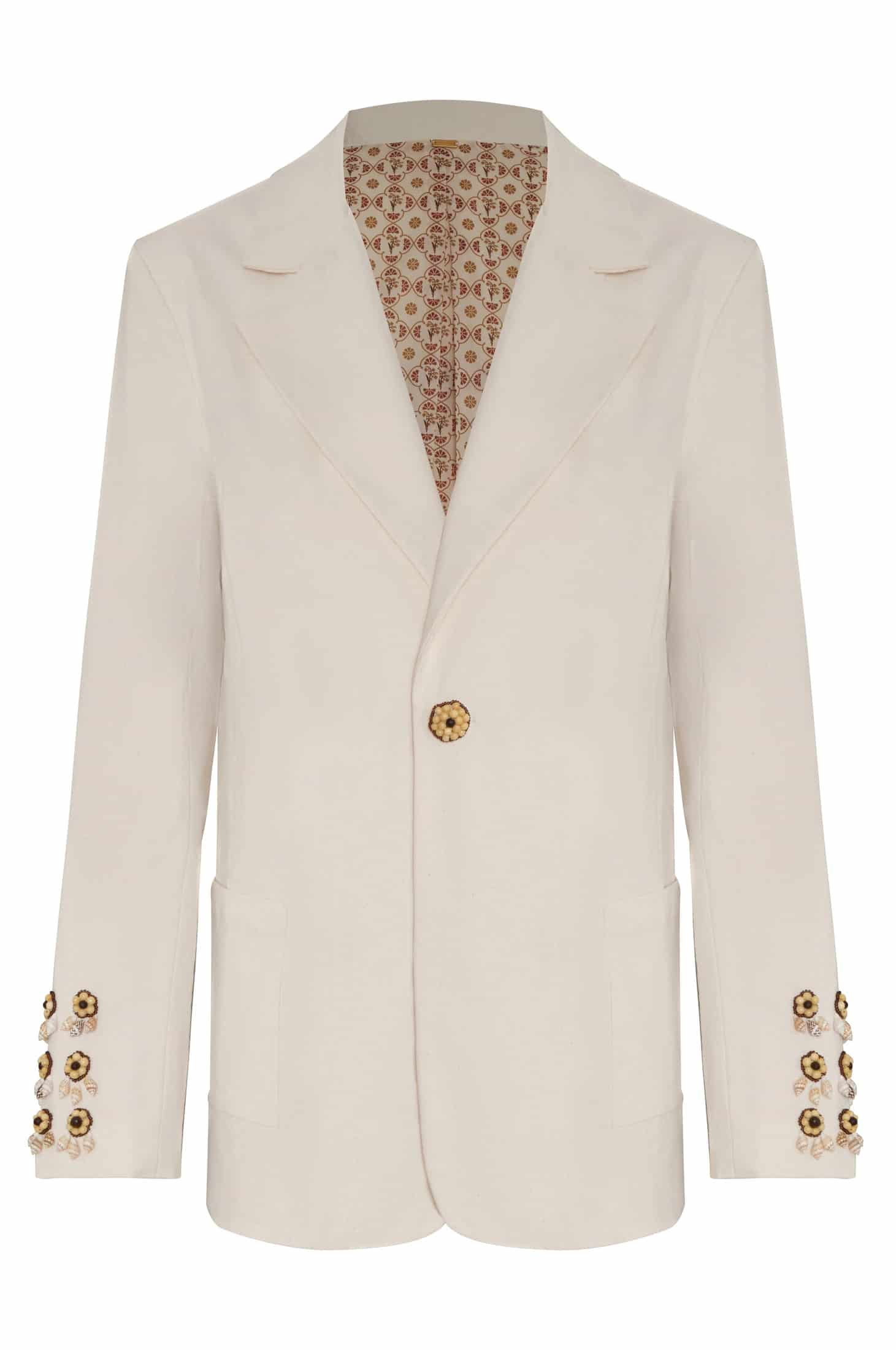 Santo Tomas Embroidered Canvas Blazer / Ivory - miniatura 1