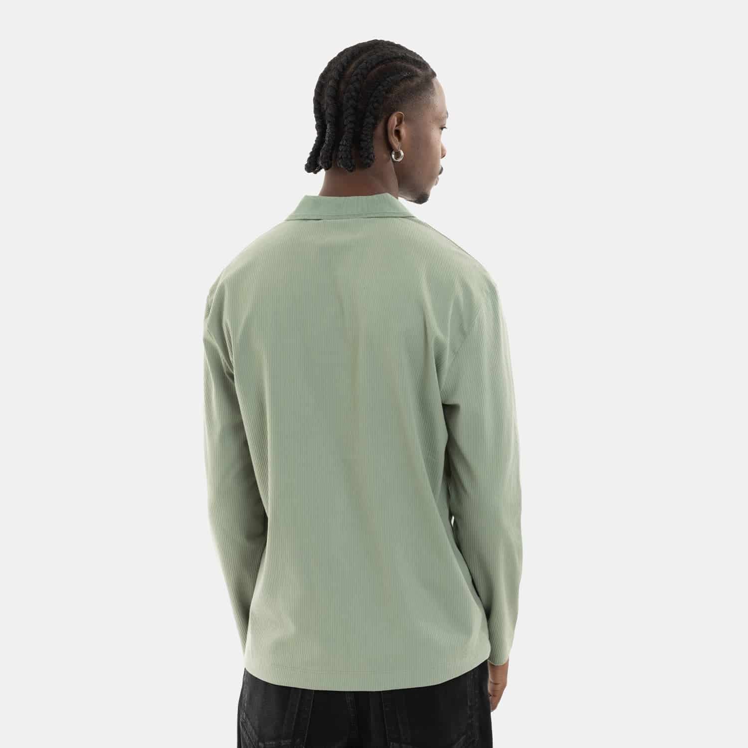 Zip Polo Sweatshirt Green - miniatura 7