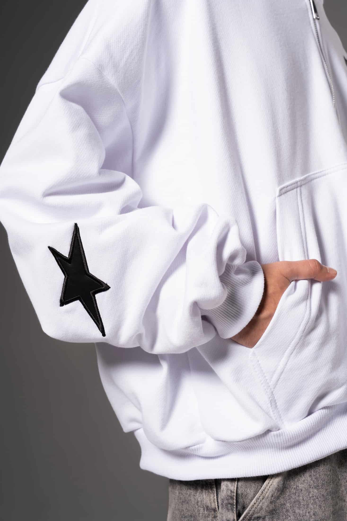 Double Zip Hoodie Boxy fit estrellas negras - miniatura 12