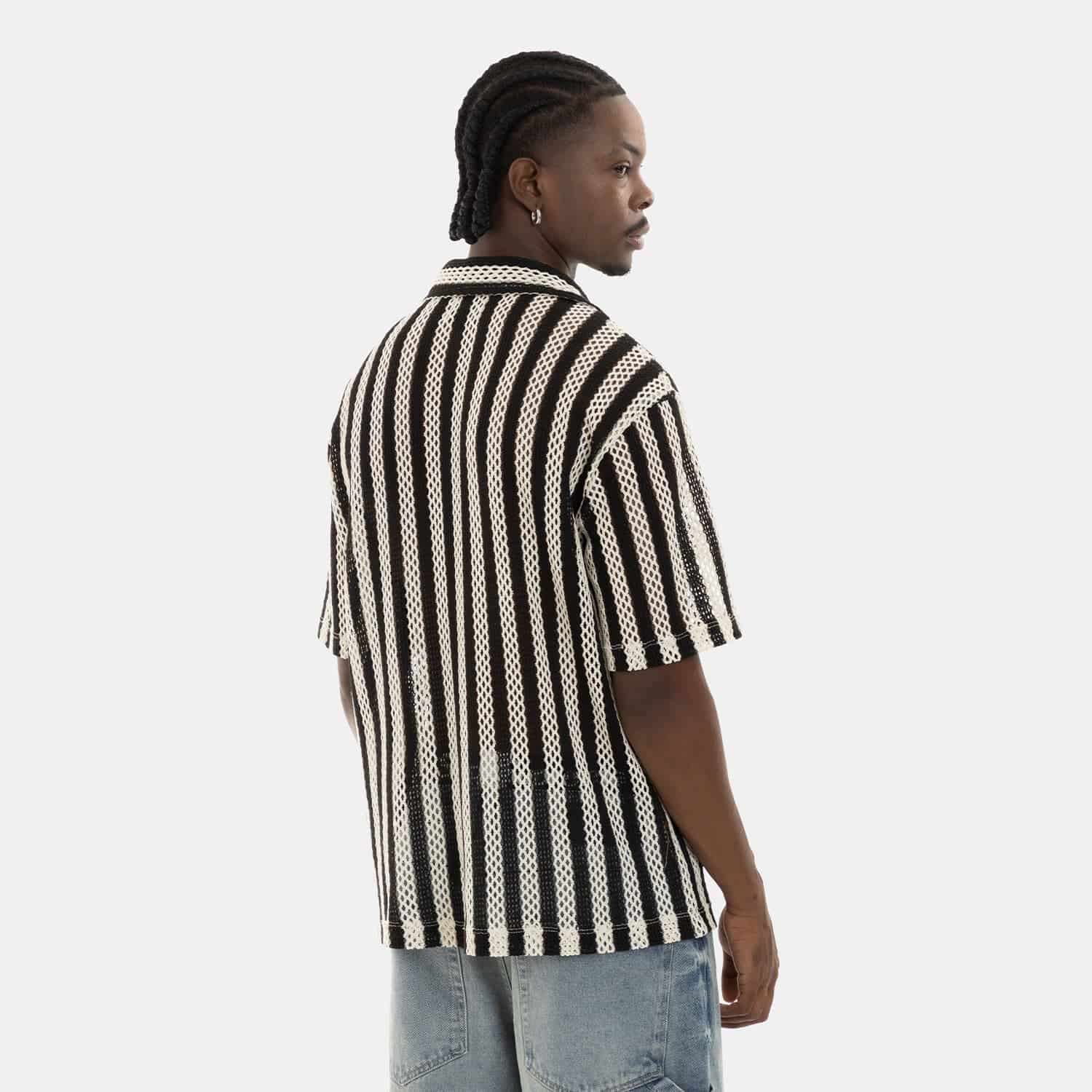 Mesh Striped Shirt Black - miniatura 9