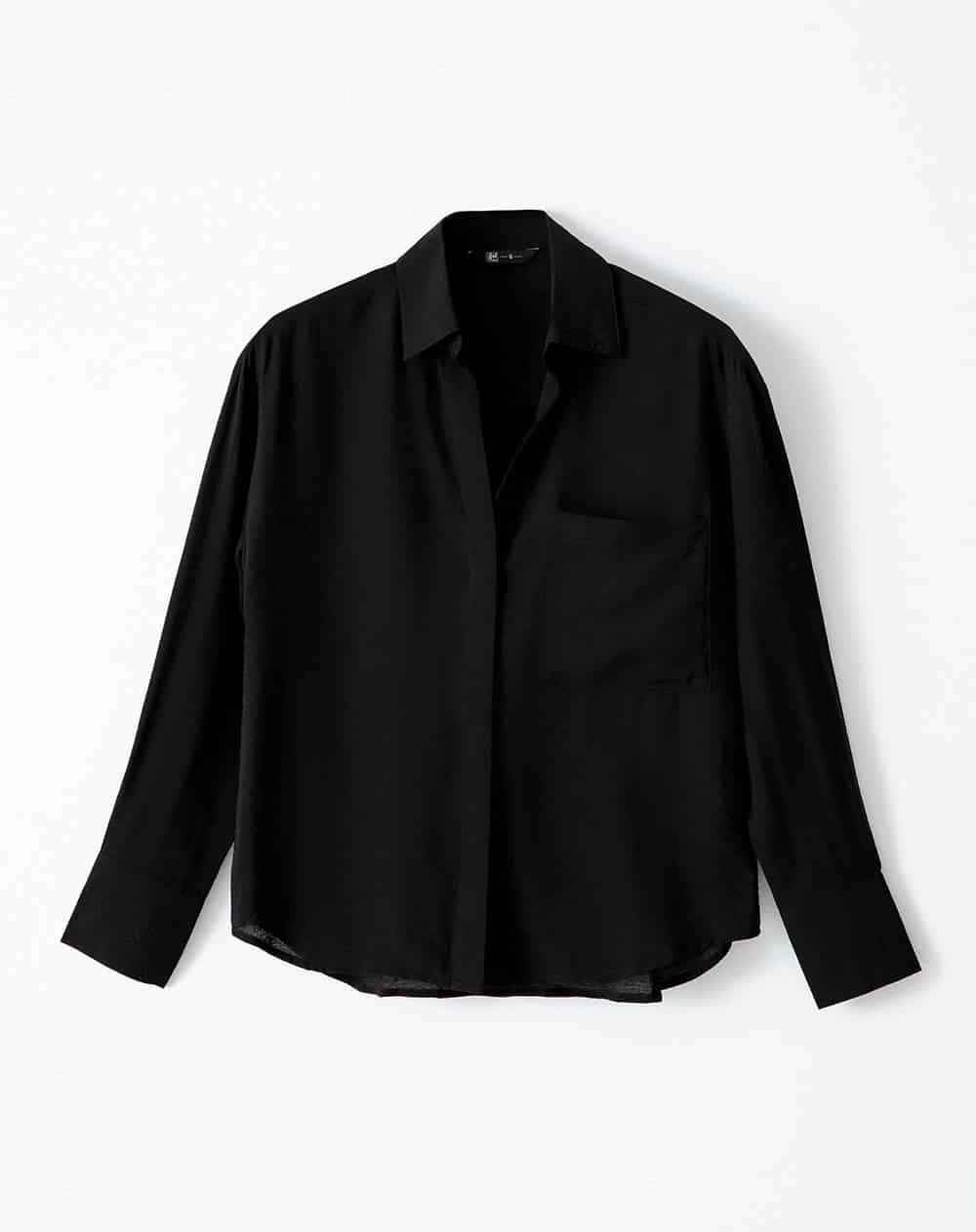 Camisa manga larga regular negra mujer - miniatura 5
