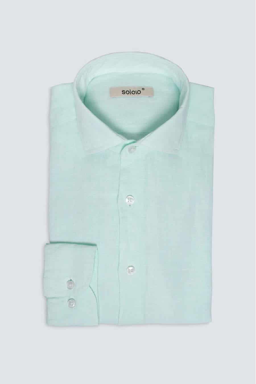 Men's linen shirt light turquoise - miniatura 6