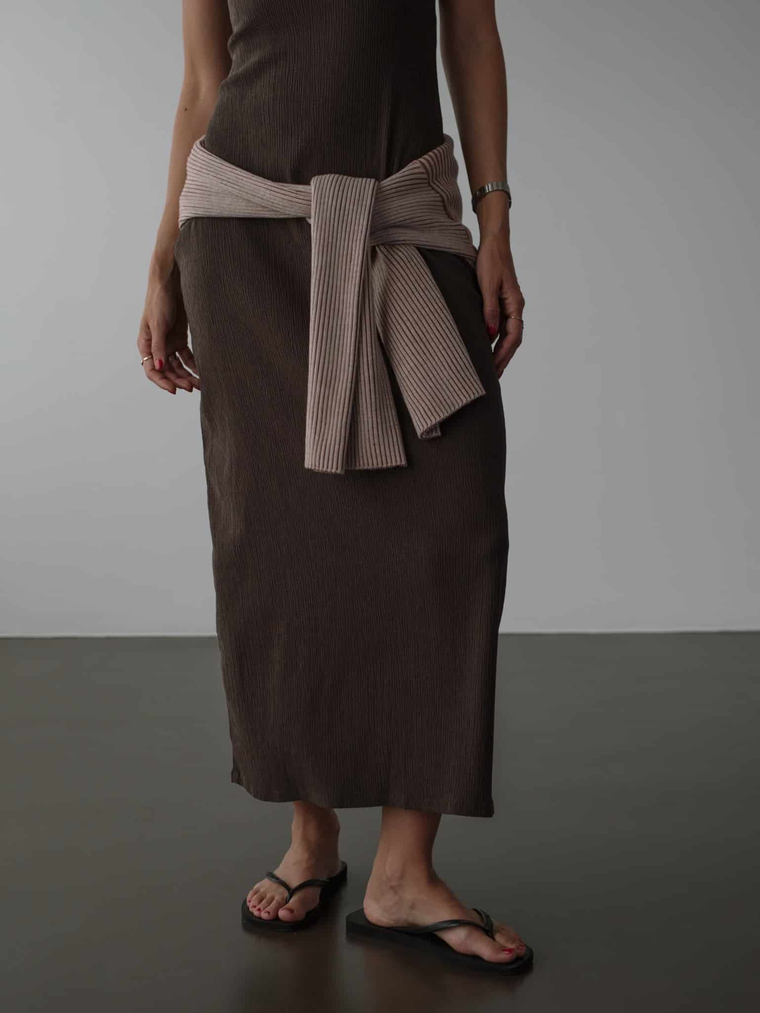LONG TANK DRESS - BROWN - miniatura 11
