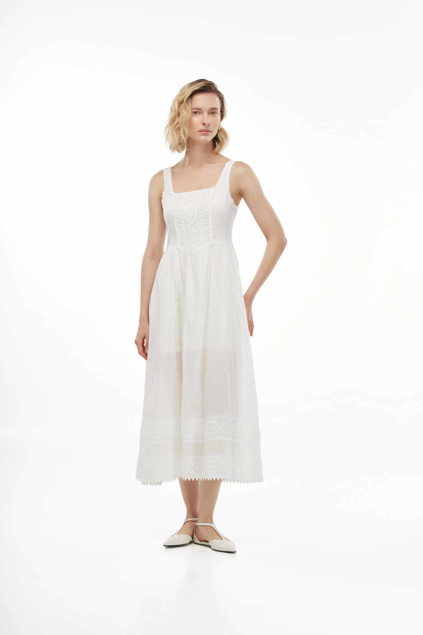 ALBA MIDI DRESS WHITE - miniatura 1