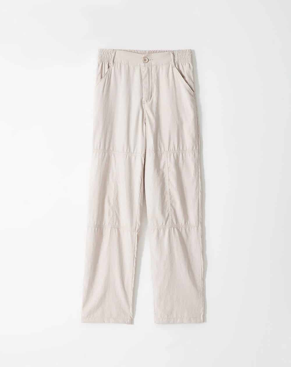 Pantalón recto tiro medio habano mujer - miniatura 2