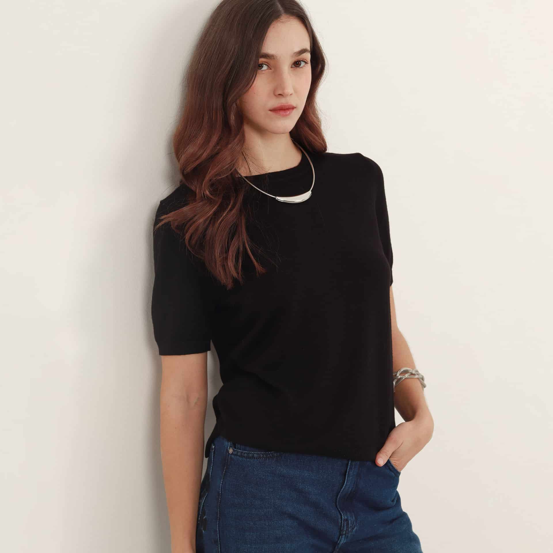 Sweater básico cuello redondo manga corta - miniatura 4