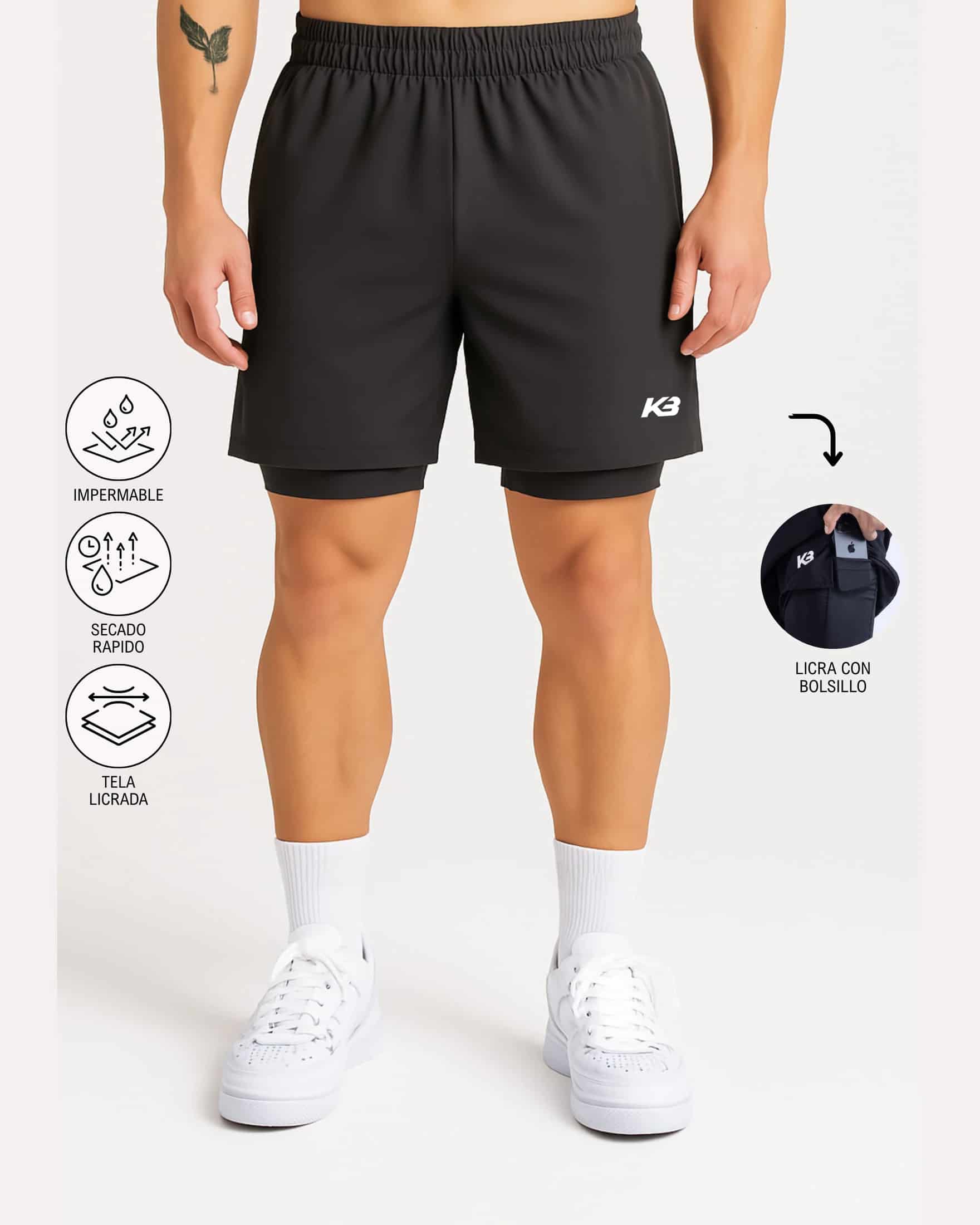 Pantaloneta Con Licra Y Bolsillo┃KBMEN RF.103 - miniatura 5