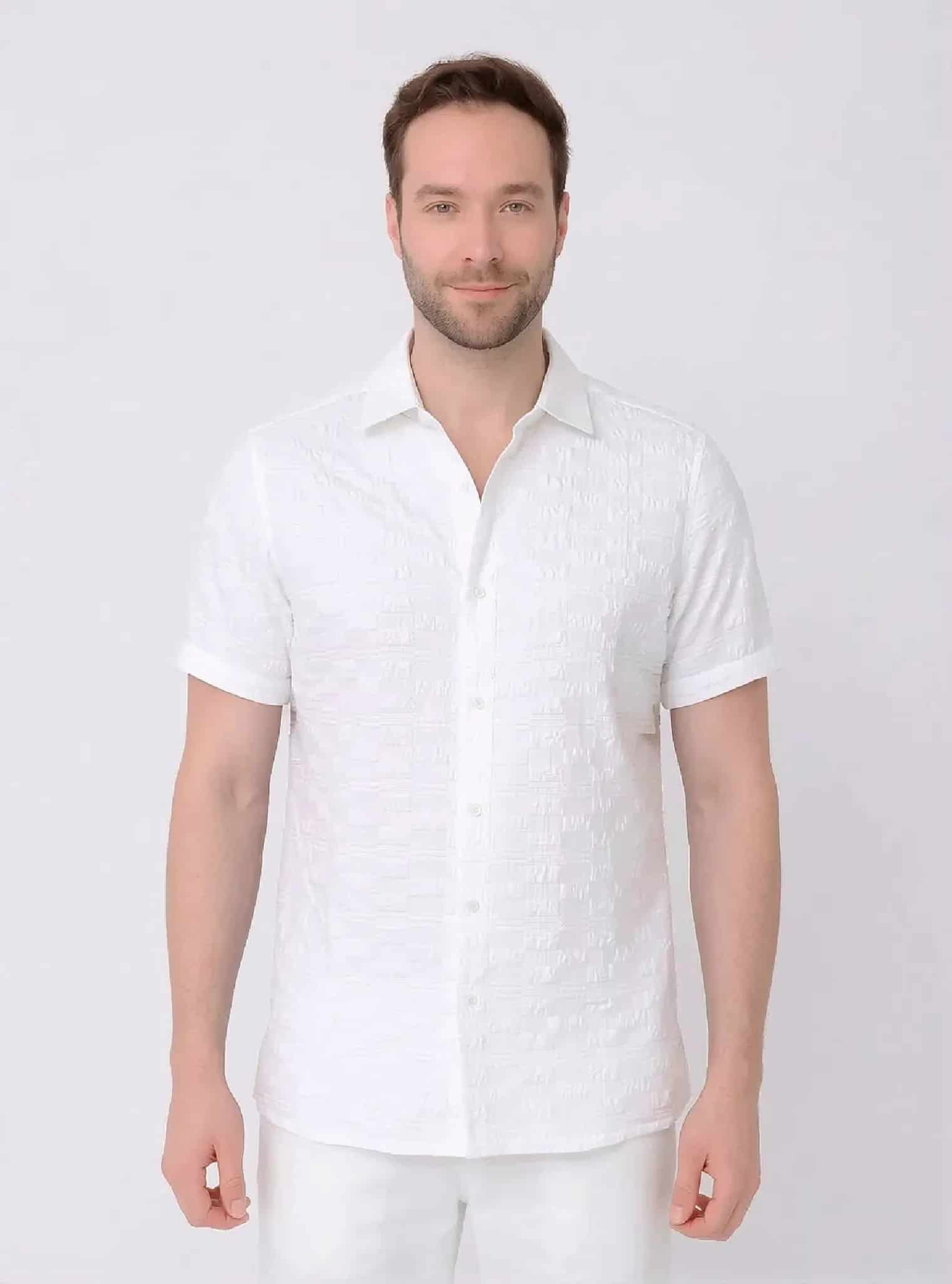 Camisa manga corta con textura para hombre Jon Sonen 027225017 - miniatura 1