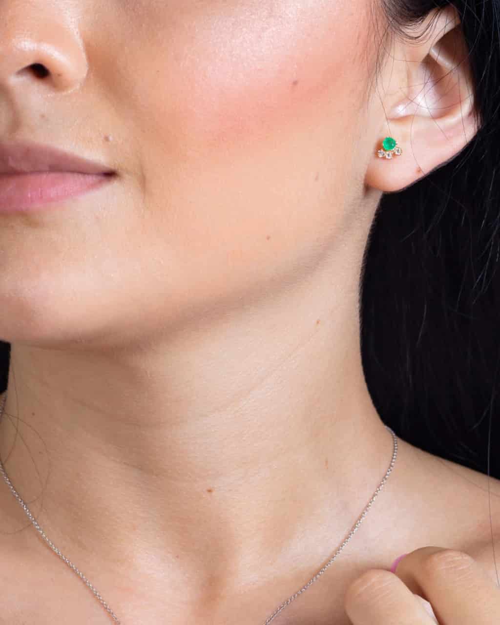 Topos Esmeralda y Diamante en Oro 18k - miniatura 2