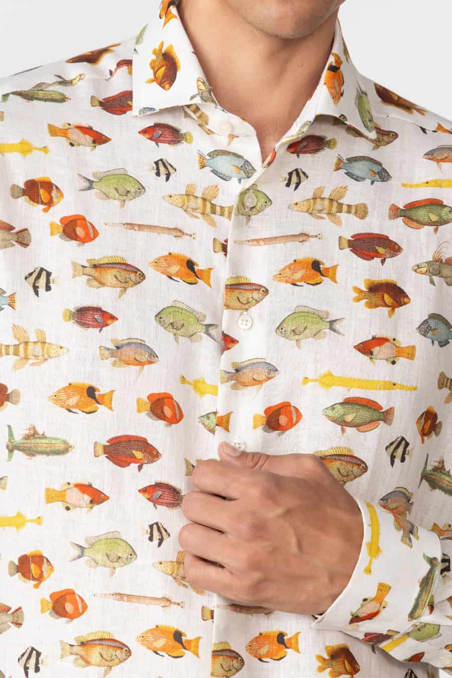Men's linen shirt white nemo - miniatura 5