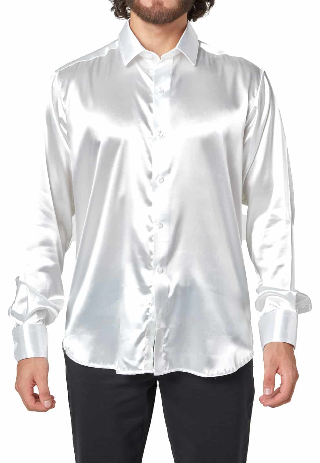 Camisa blanca en satin - miniatura 3