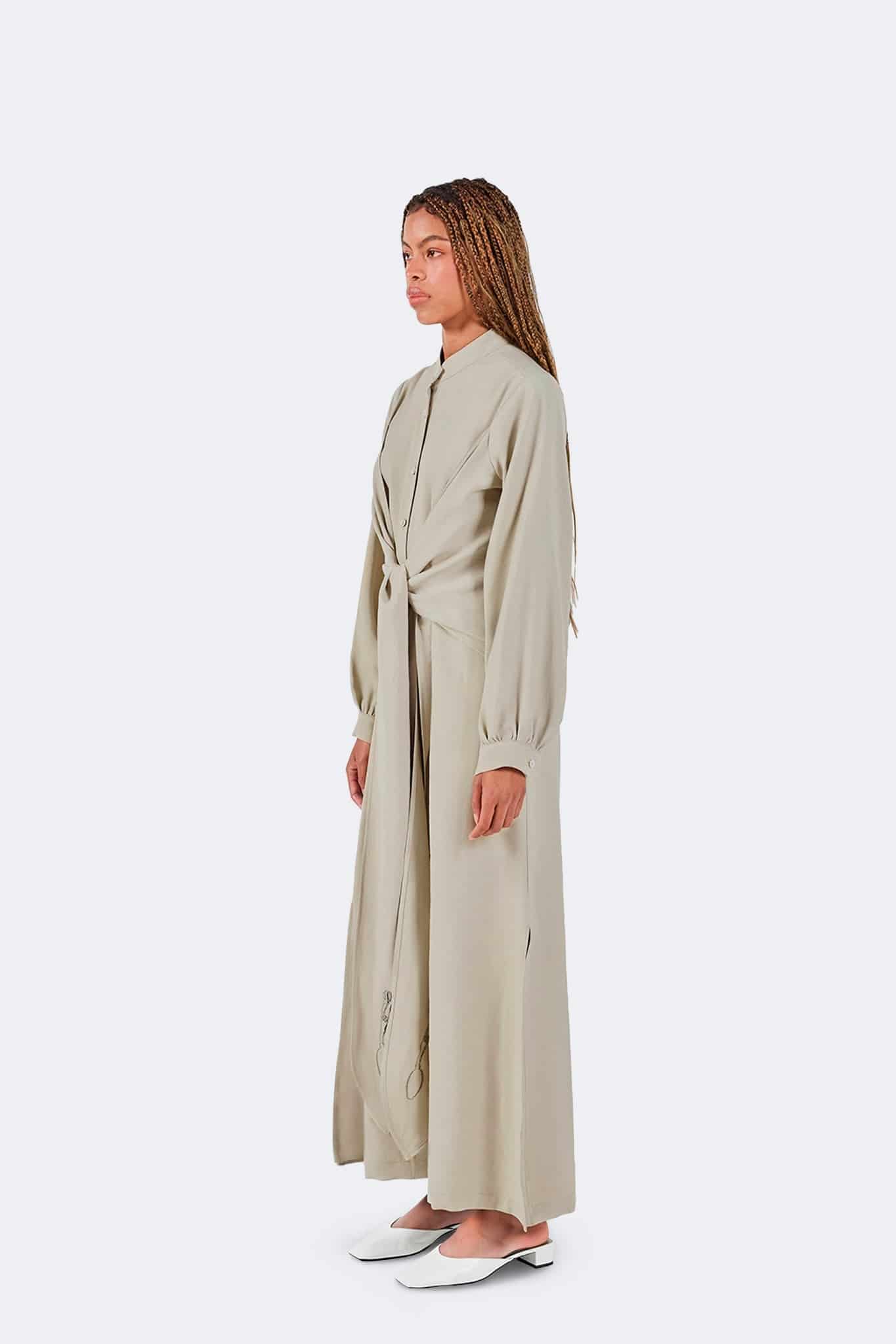 Vestido Zigze Anudado - Musgo - miniatura 3