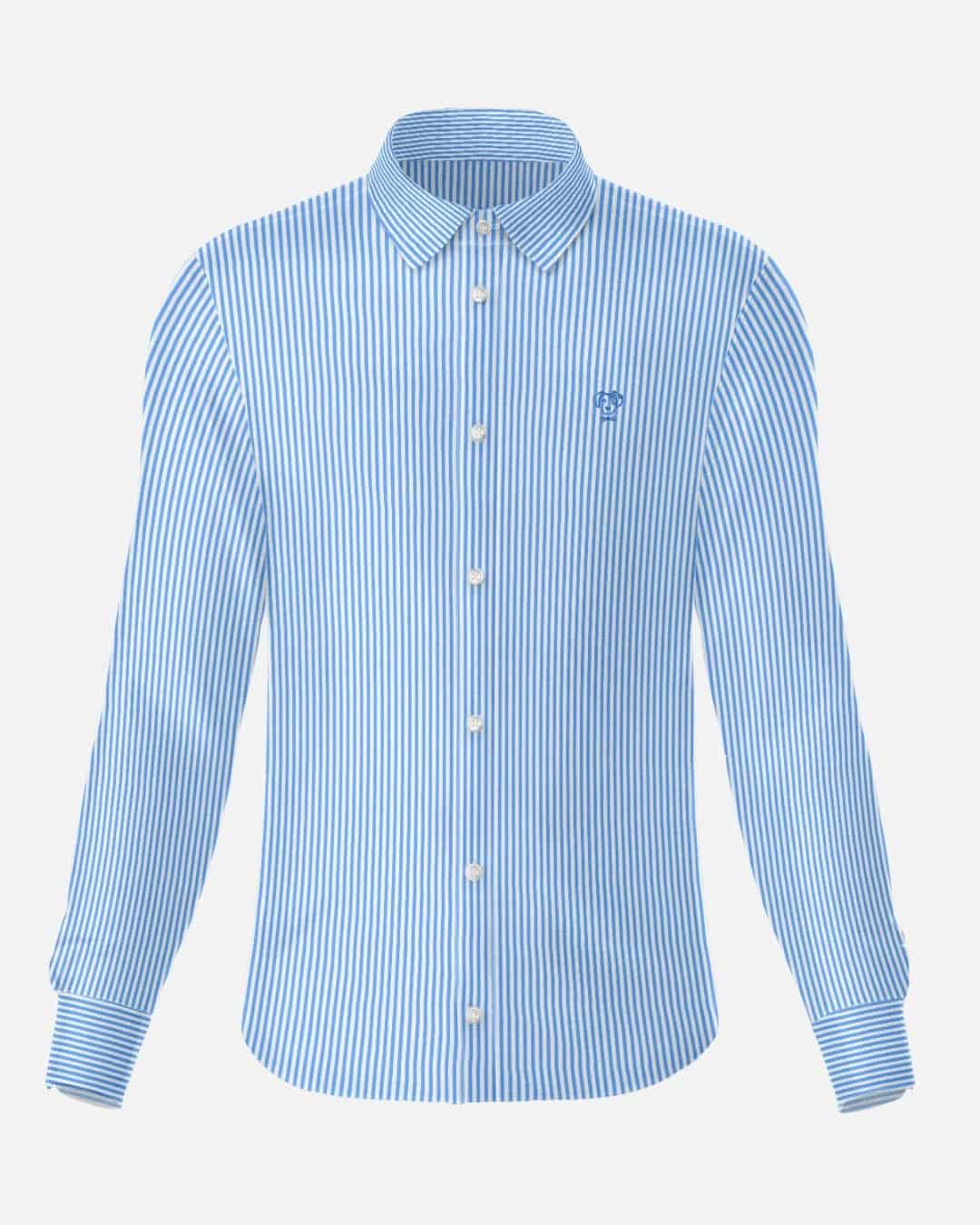 Camisa Performance Antiarrugas Rayas Azul Claro - miniatura 5