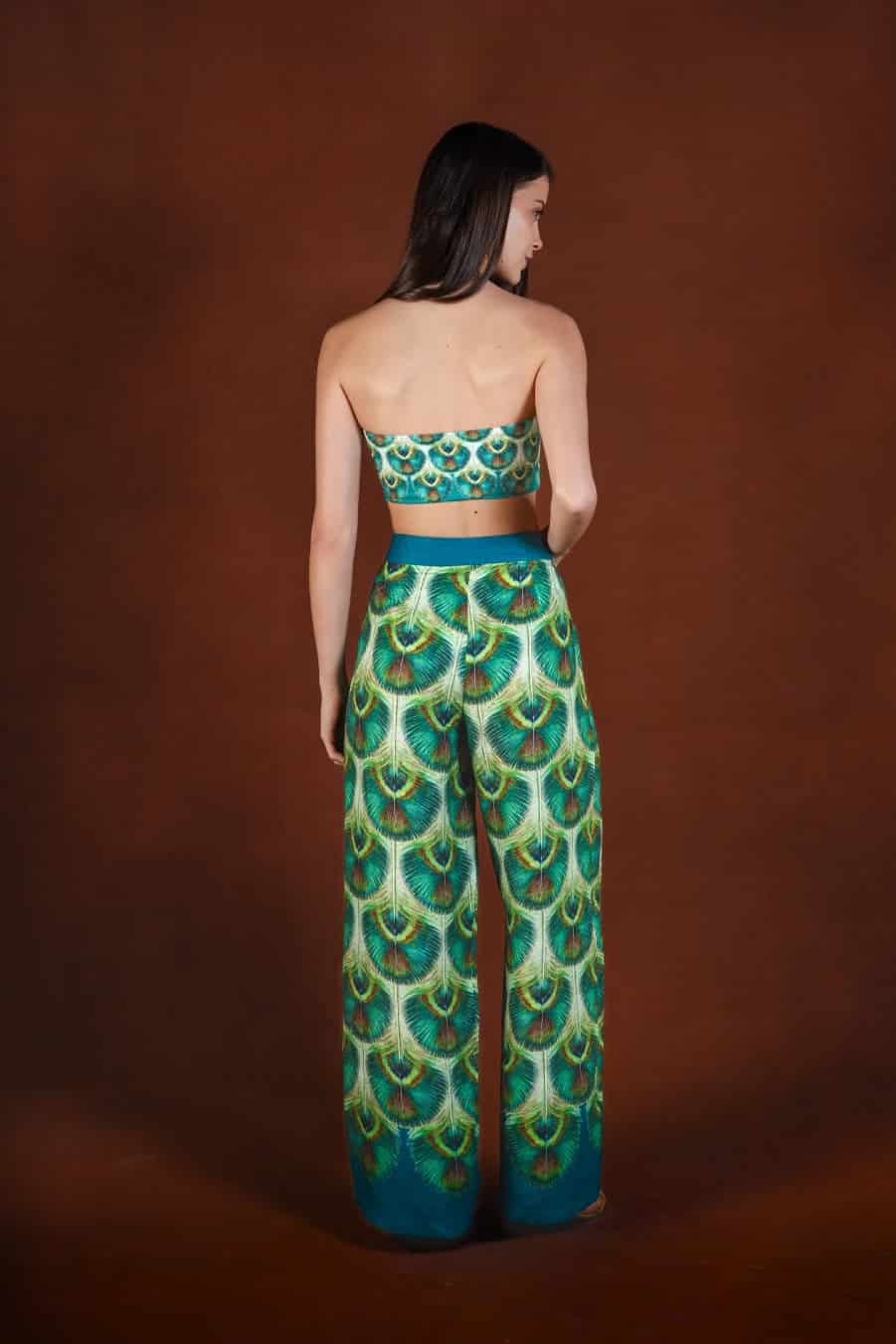 Women's Iridis linen trousers green - miniatura 3