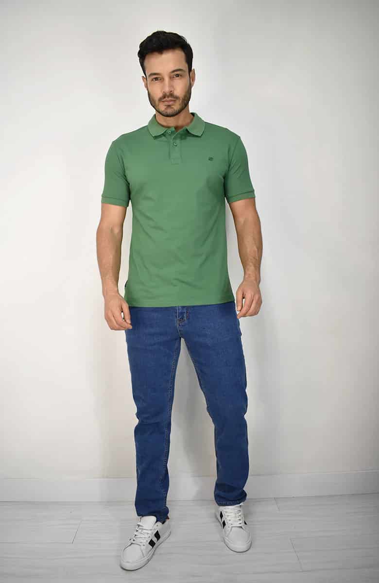 Camiseta Tipo Polo Verde Para Hombre - miniatura 3