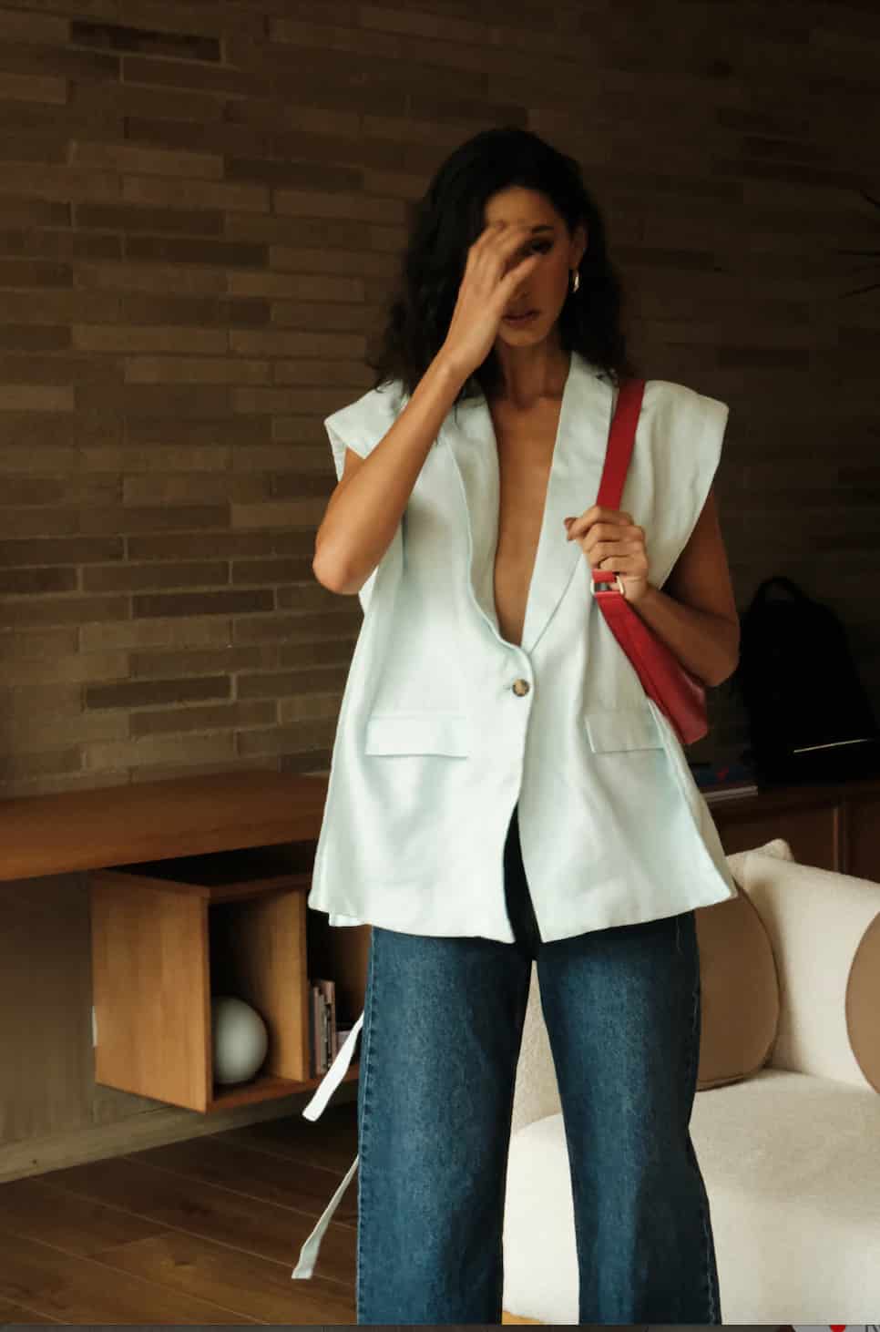 Blazer Vest Sera de lino | Azul claro - miniatura 2