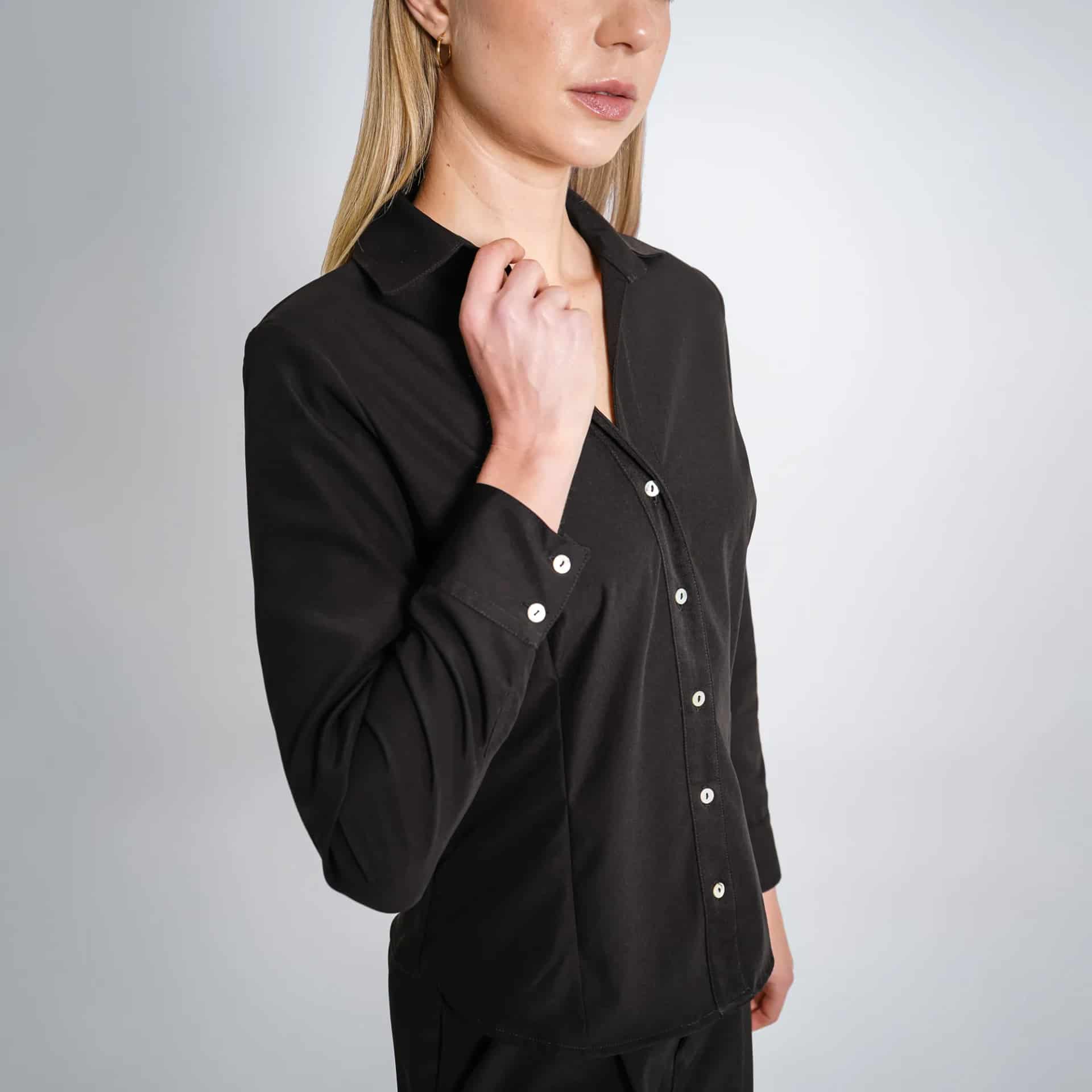 Blusa Cuello Camisero Manga Larga - miniatura 2