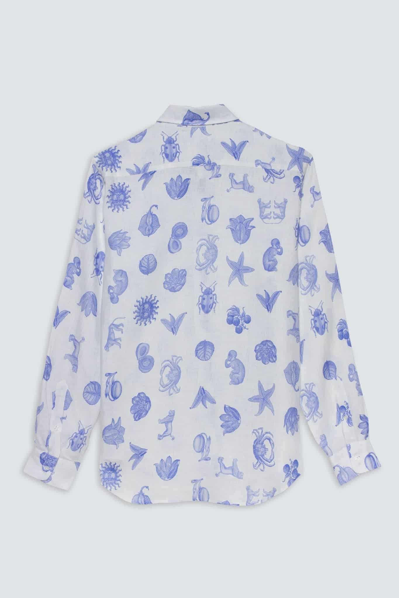 Men's linen shirt white mezzotinta - miniatura 5