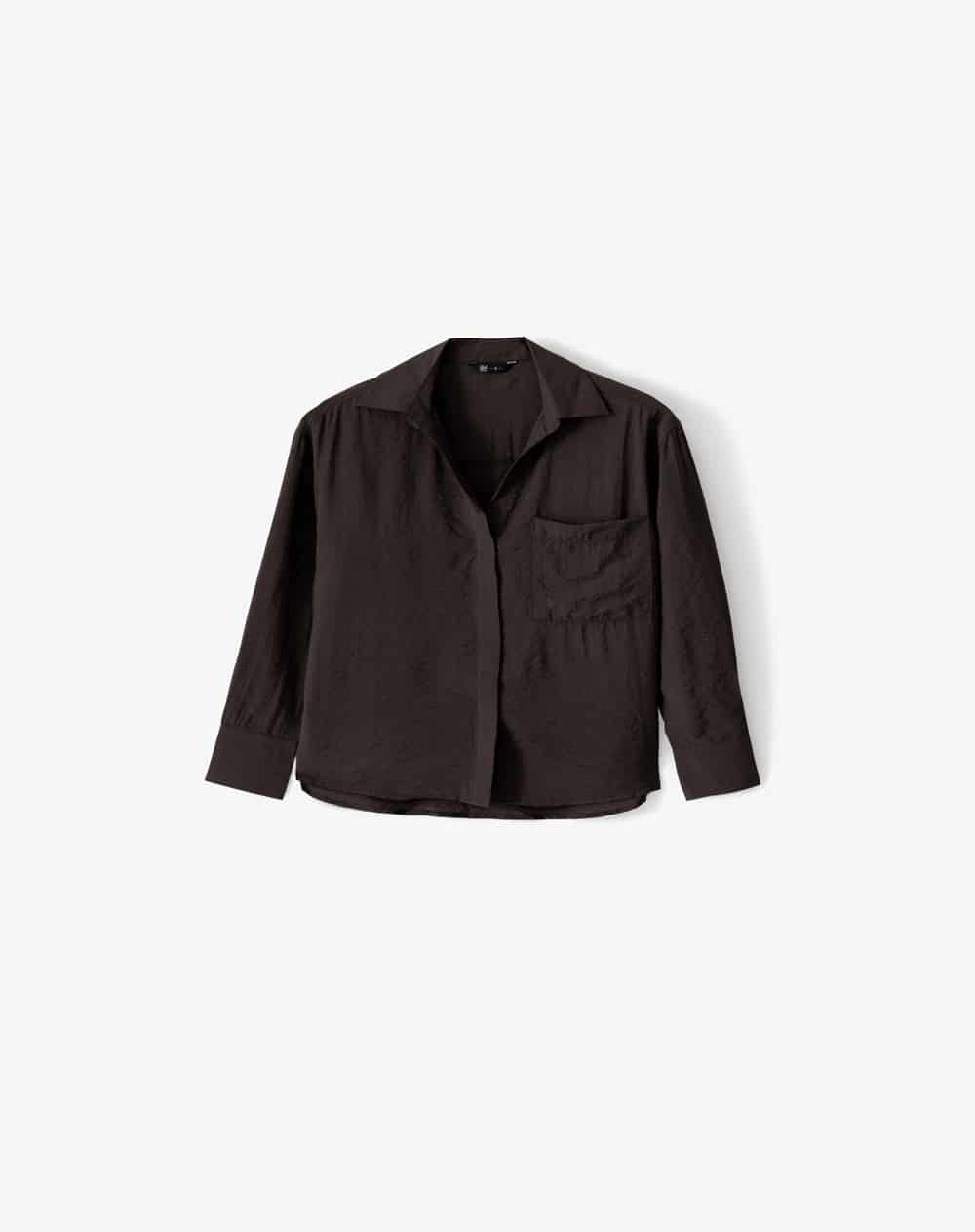 Camisa regular manga larga chocolate mujer - miniatura 6