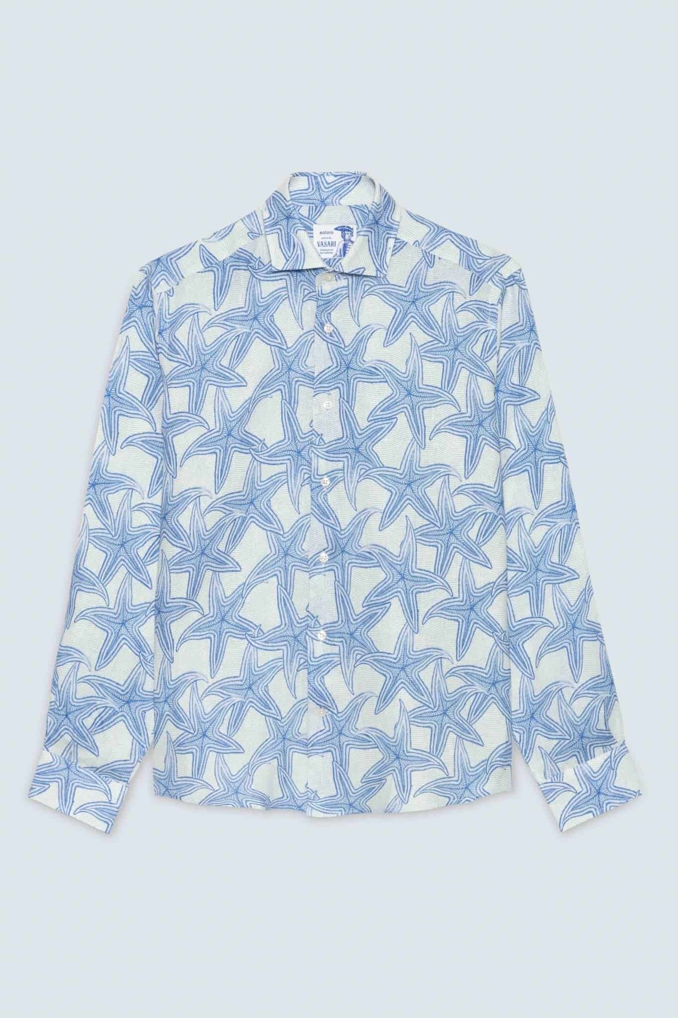 Men's linen shirt white stella - miniatura 1