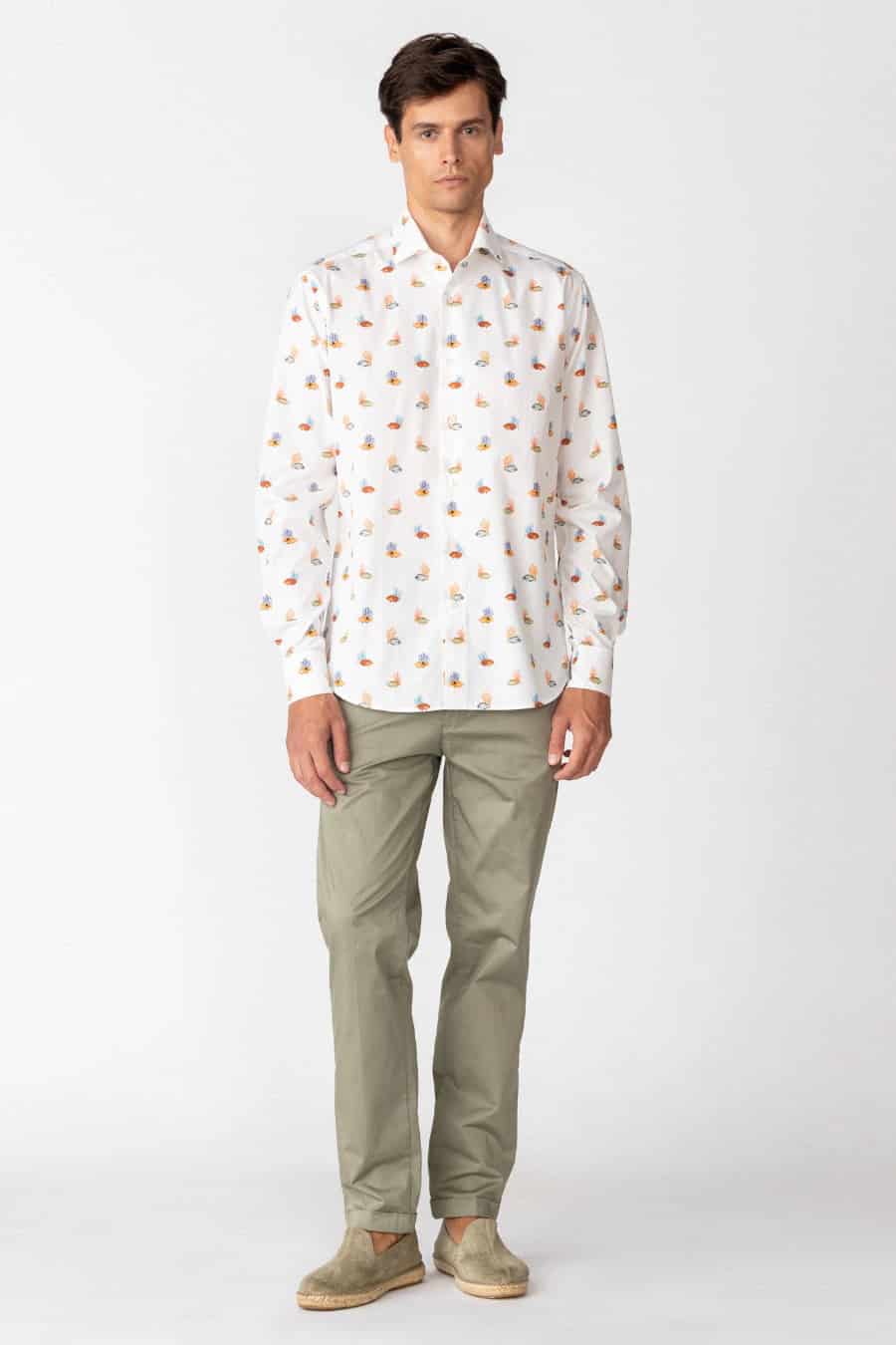 Men's cotton shirt white vanicoro - miniatura 1
