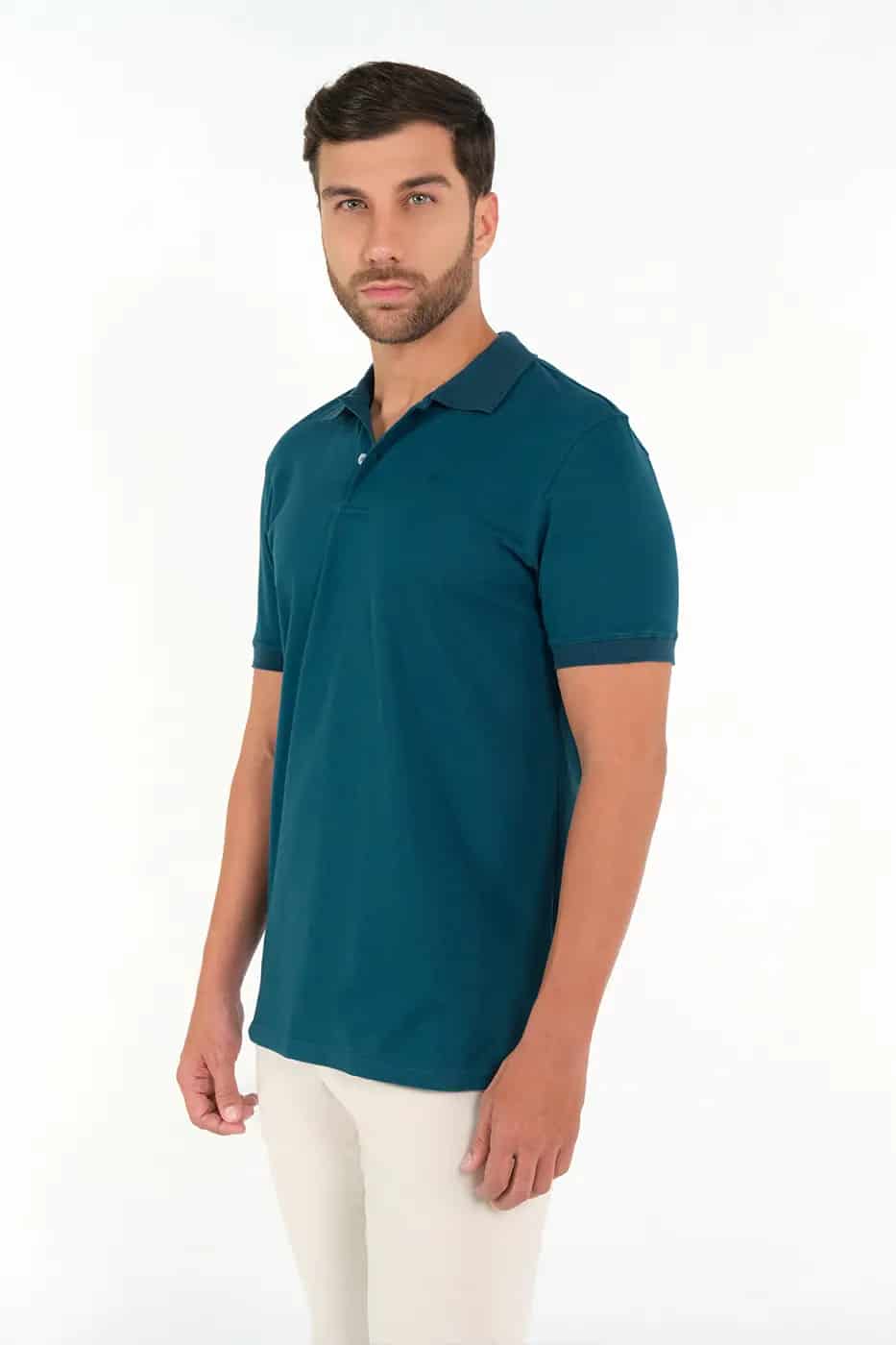 Camiseta Polo 100% Algodón Azul Petróleo - miniatura 1