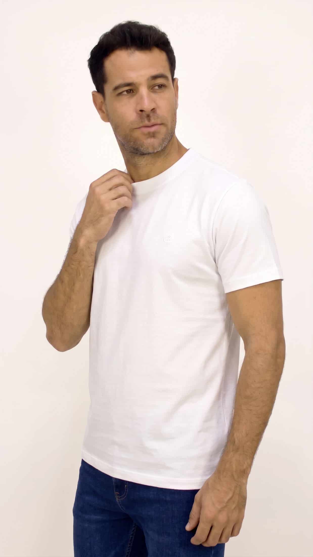 CAMISETA BÁSICA PESADA CUELLO REDONDO BLANCA PARA HOMBRE - miniatura 3