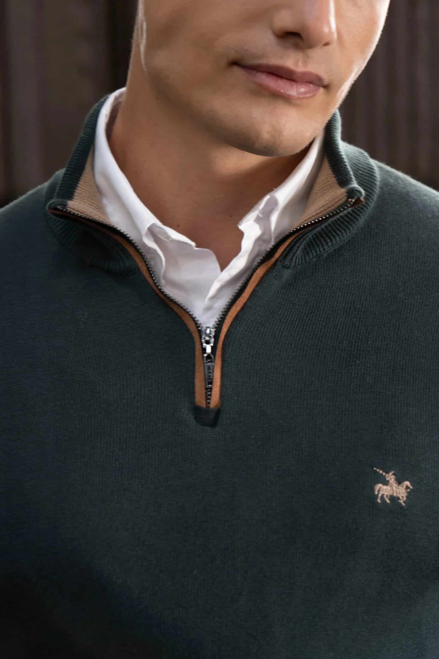 Suéter Halfzip Legacy Hombre Verde - miniatura 2