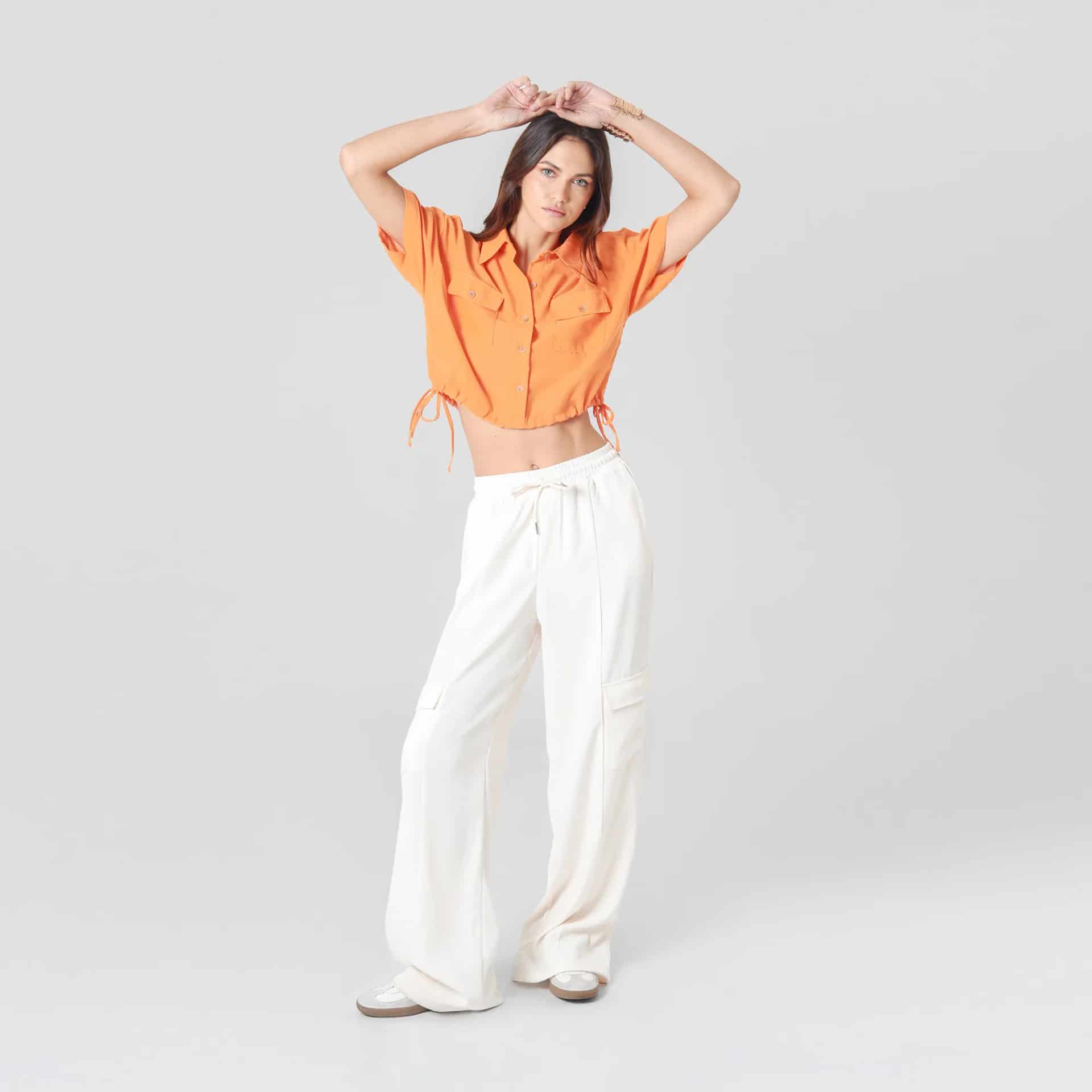 Blusa Cuello Camisero Manga Corta - miniatura 7