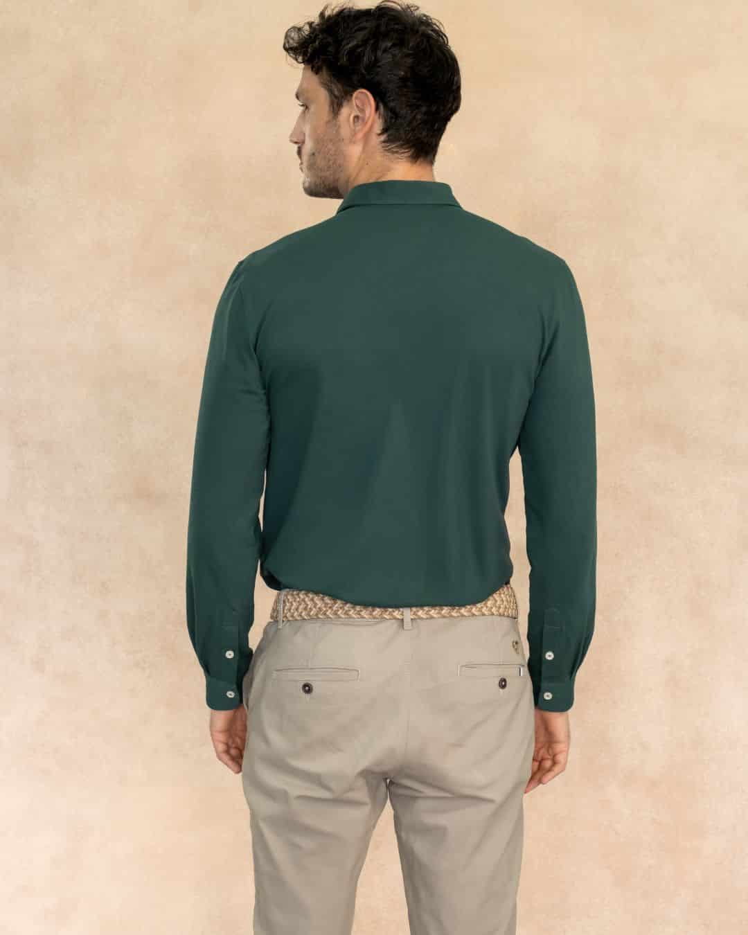 Camisa Antimanchas piqu  Verde Esmeralda - miniatura 3