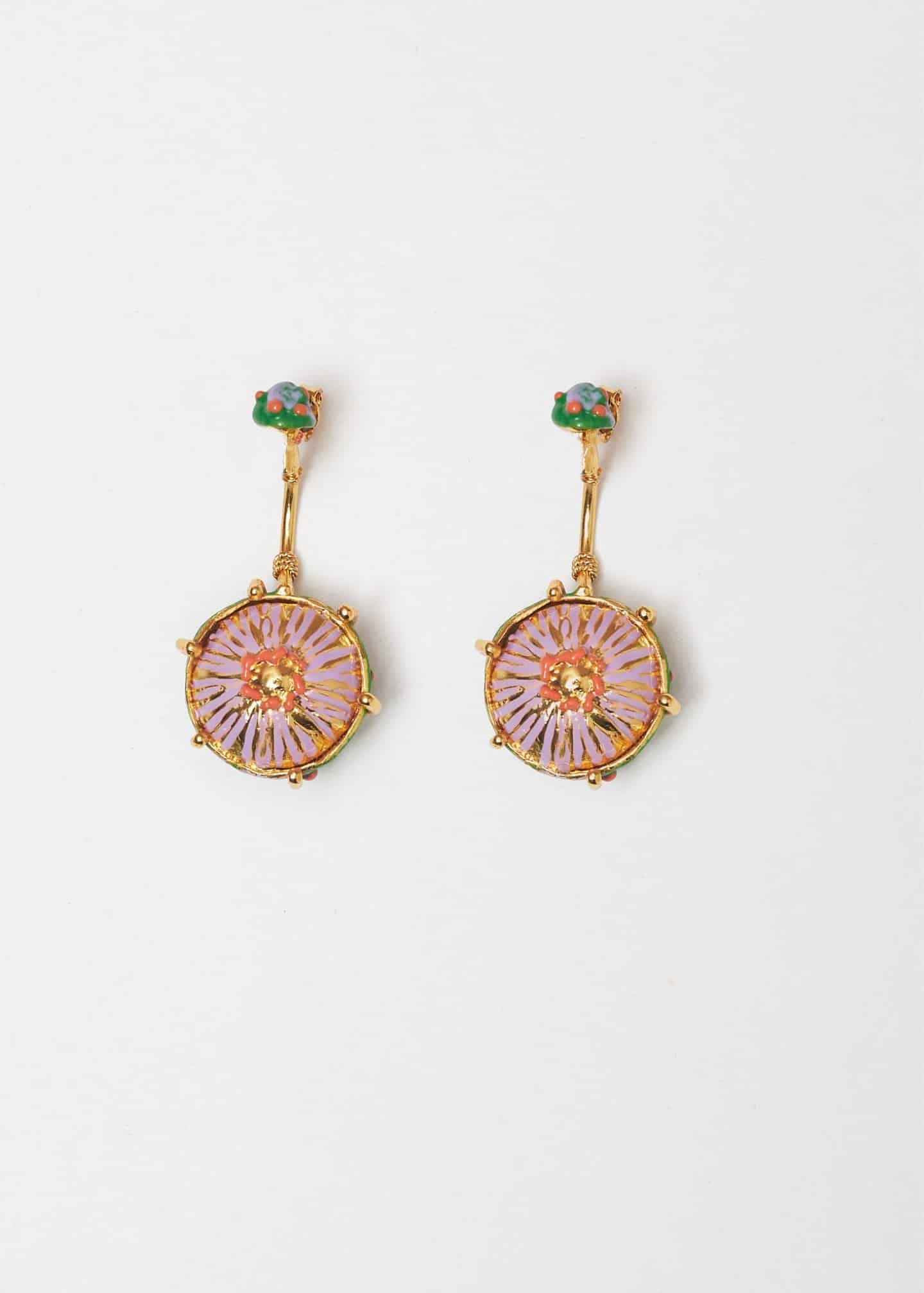Aretes maxi sombrerito verde lila - miniatura 5