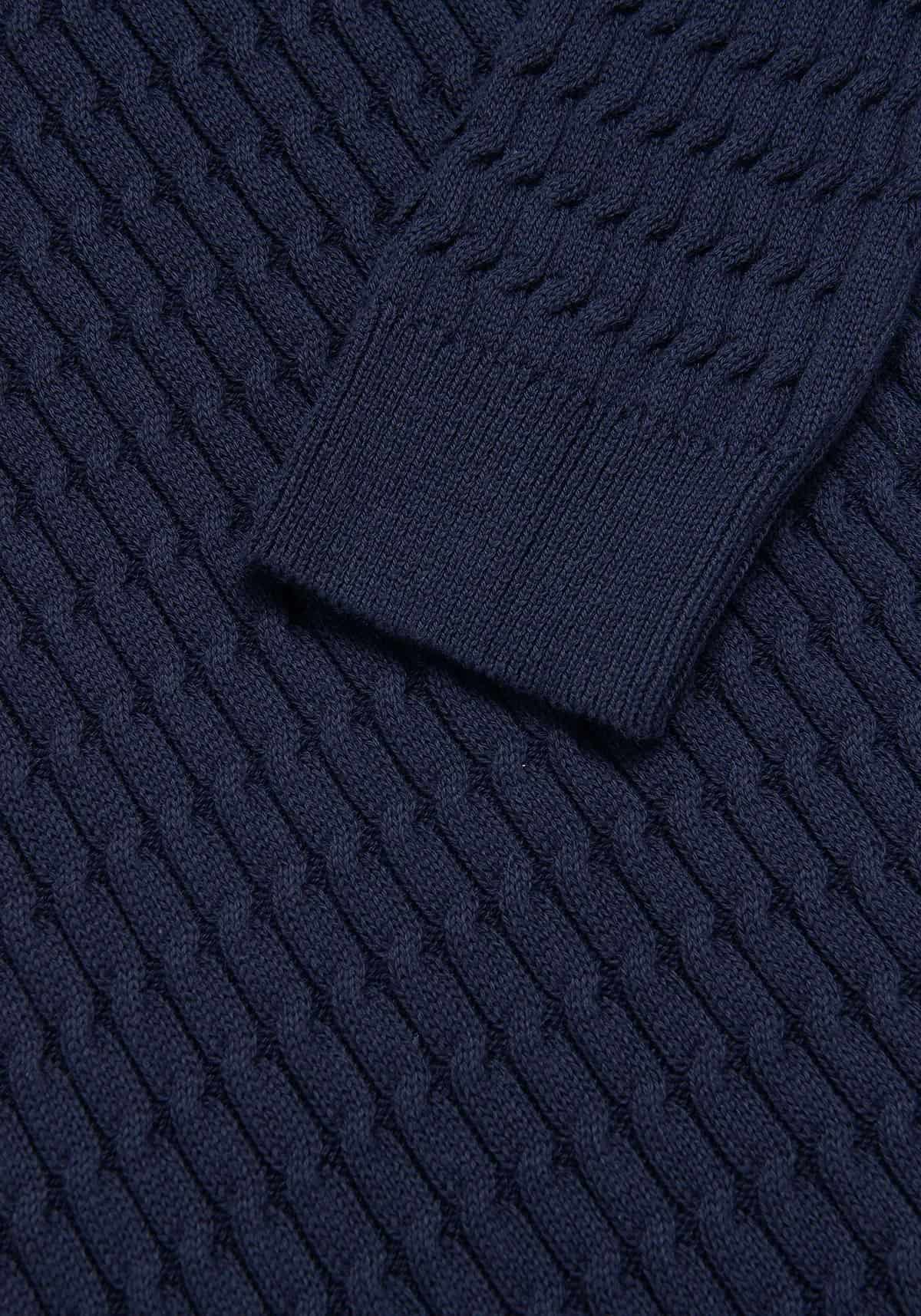Saco Trenzado Half Zip Algodón Azul Oscuro - miniatura 3