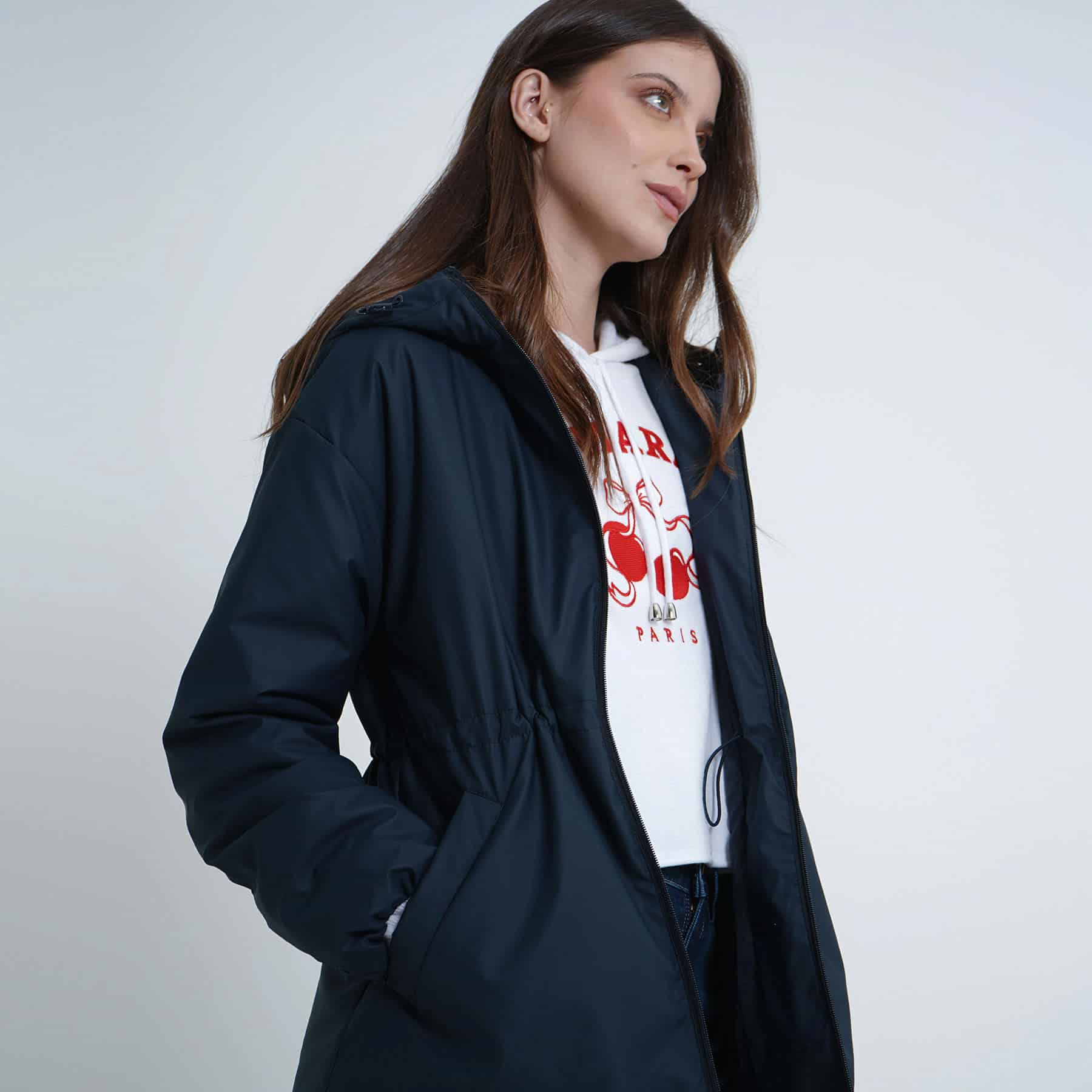 Chaqueta acolchada con capucha y ajuste en cintura - miniatura 8