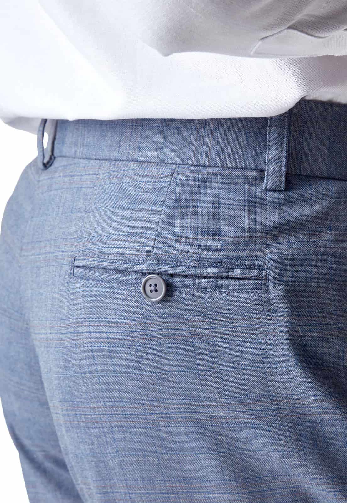 Pantalón azul formal a cuadros - miniatura 5