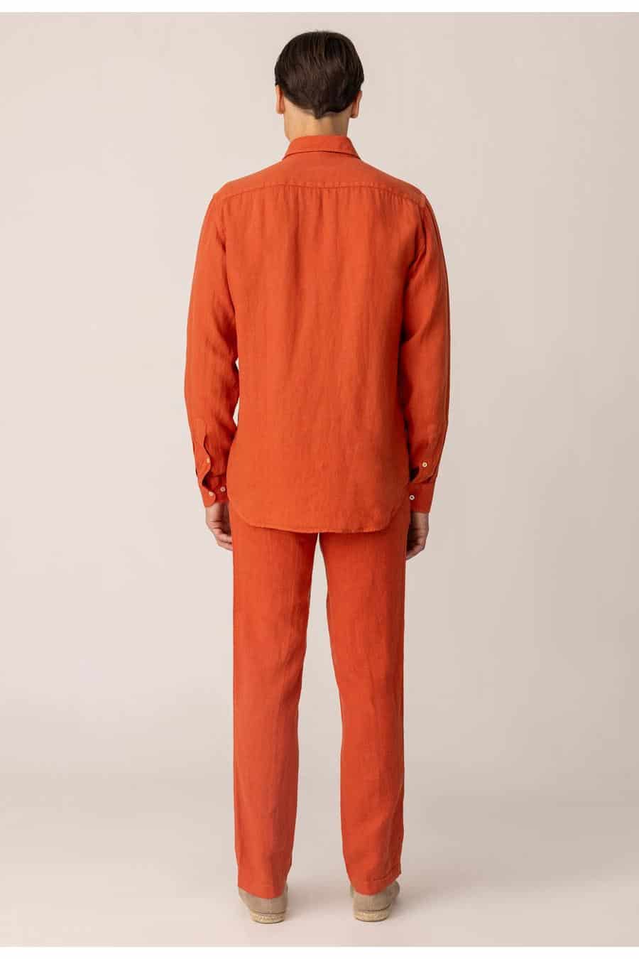 Men's linen shirt brick - miniatura 2