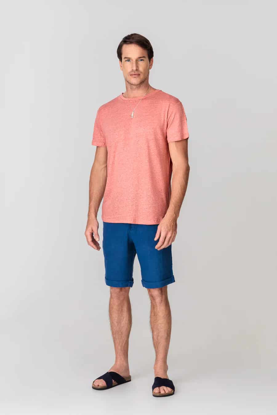Men's linen t-shirt red - miniatura 4