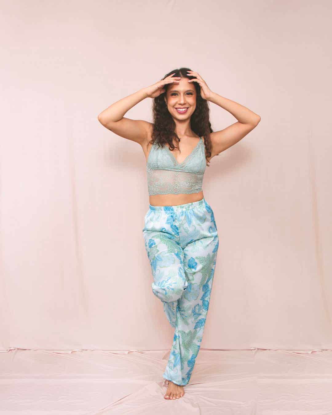 Pijama seda mujer - short - miniatura 3