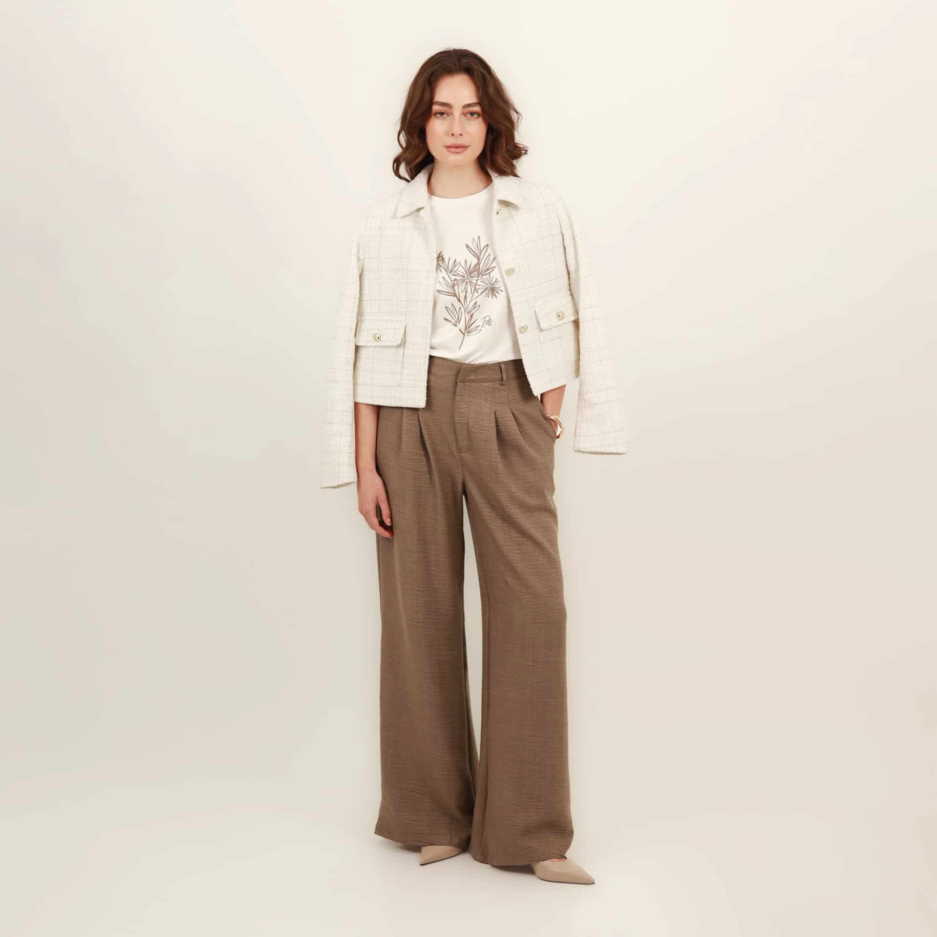 Pantalón palazzo bota flare con prenses - miniatura 1