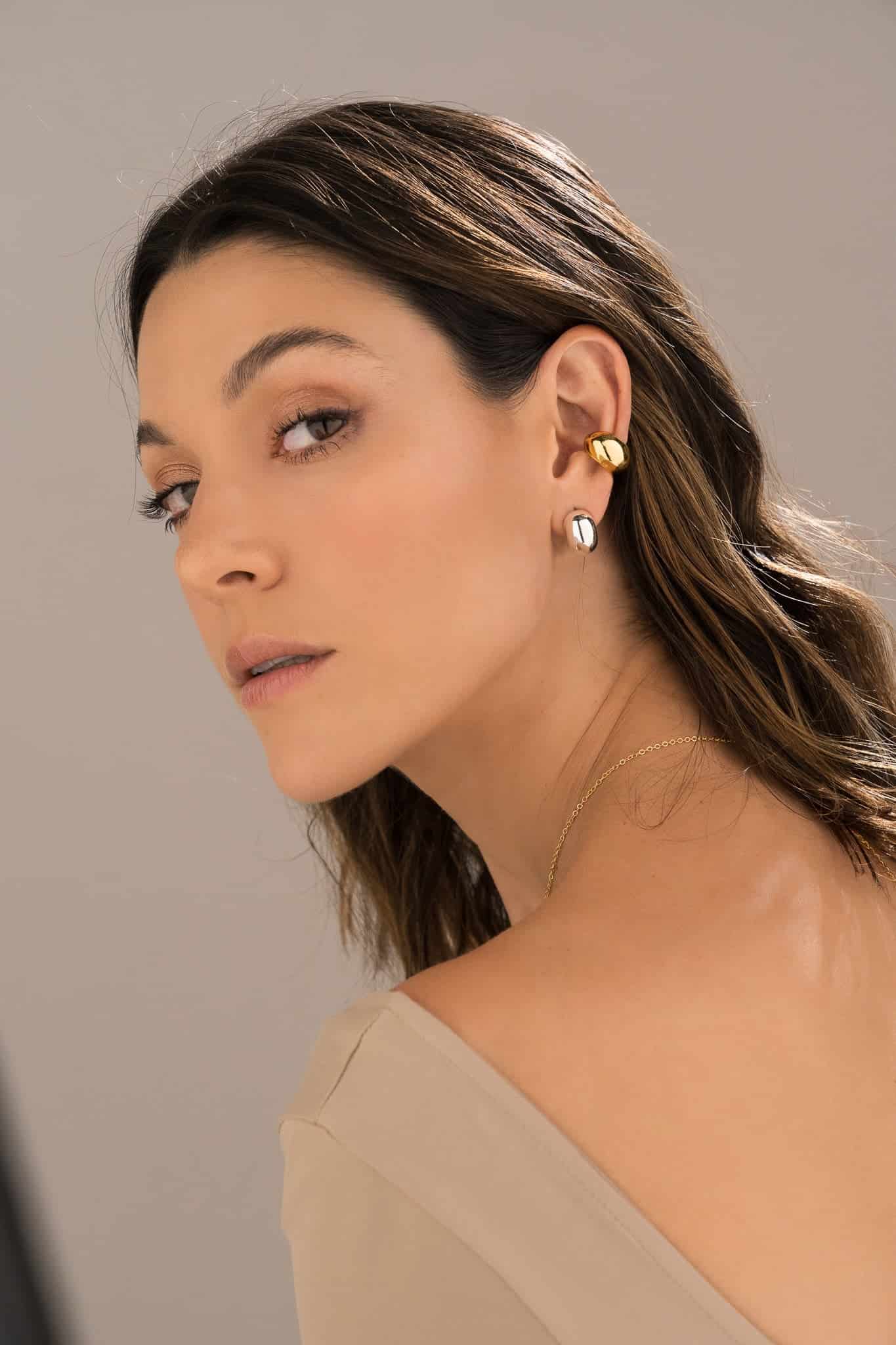 Set De 1 Par De Candongas + 1 Earcuff Oro - miniatura 5