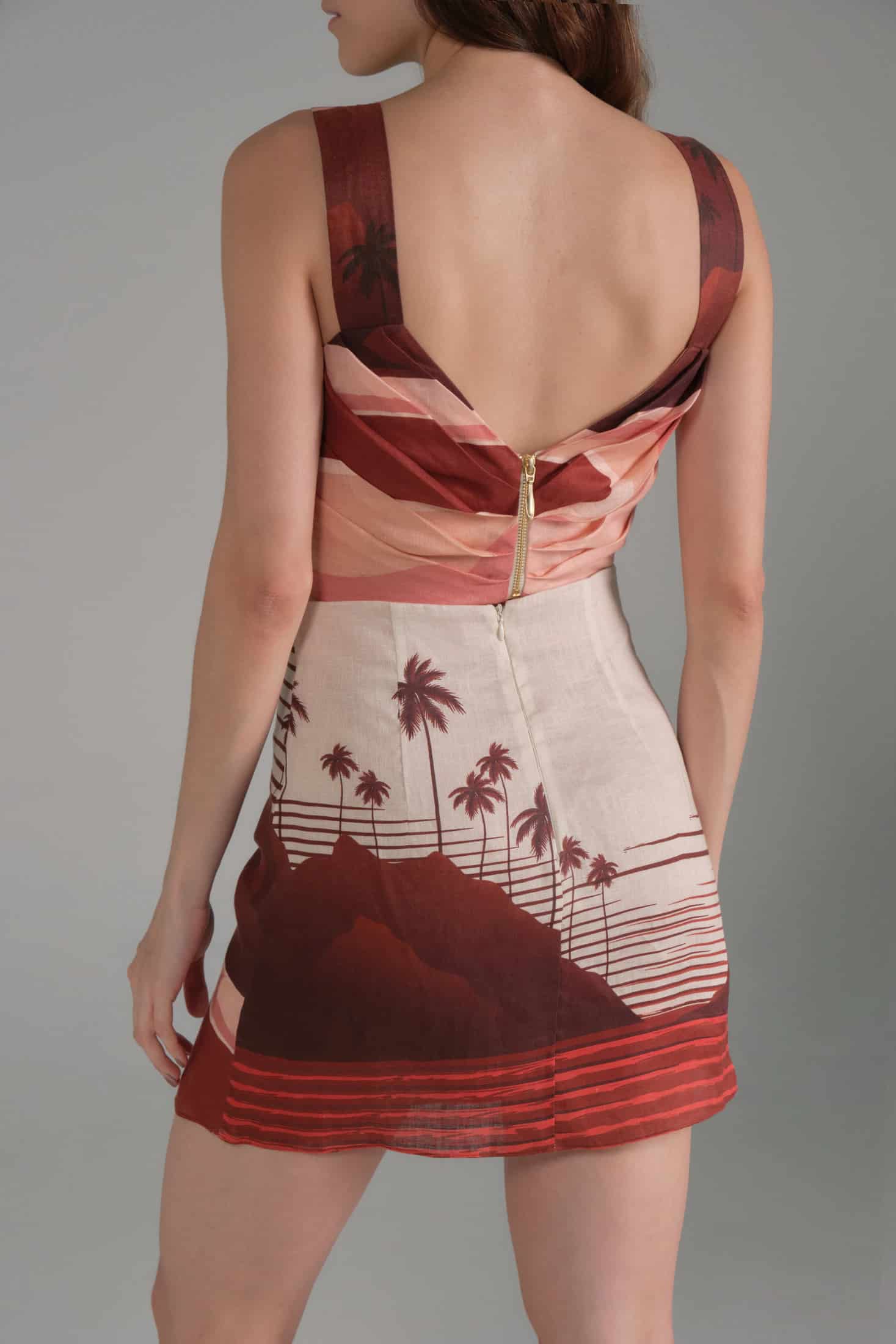 Marimba Linen Top / Red Tropical Landscape - miniatura 3
